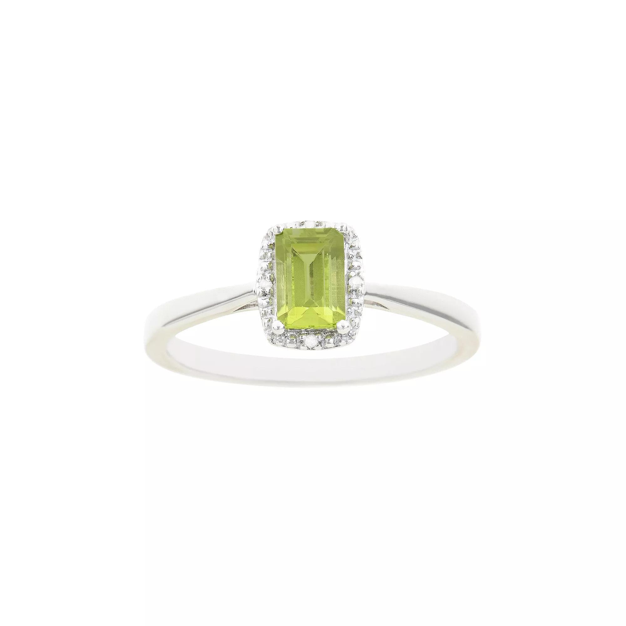 Celebration Gems Sterling Silver Aquamarine & Diamond Accent Rectangle Halo Ring, Womens Product Image