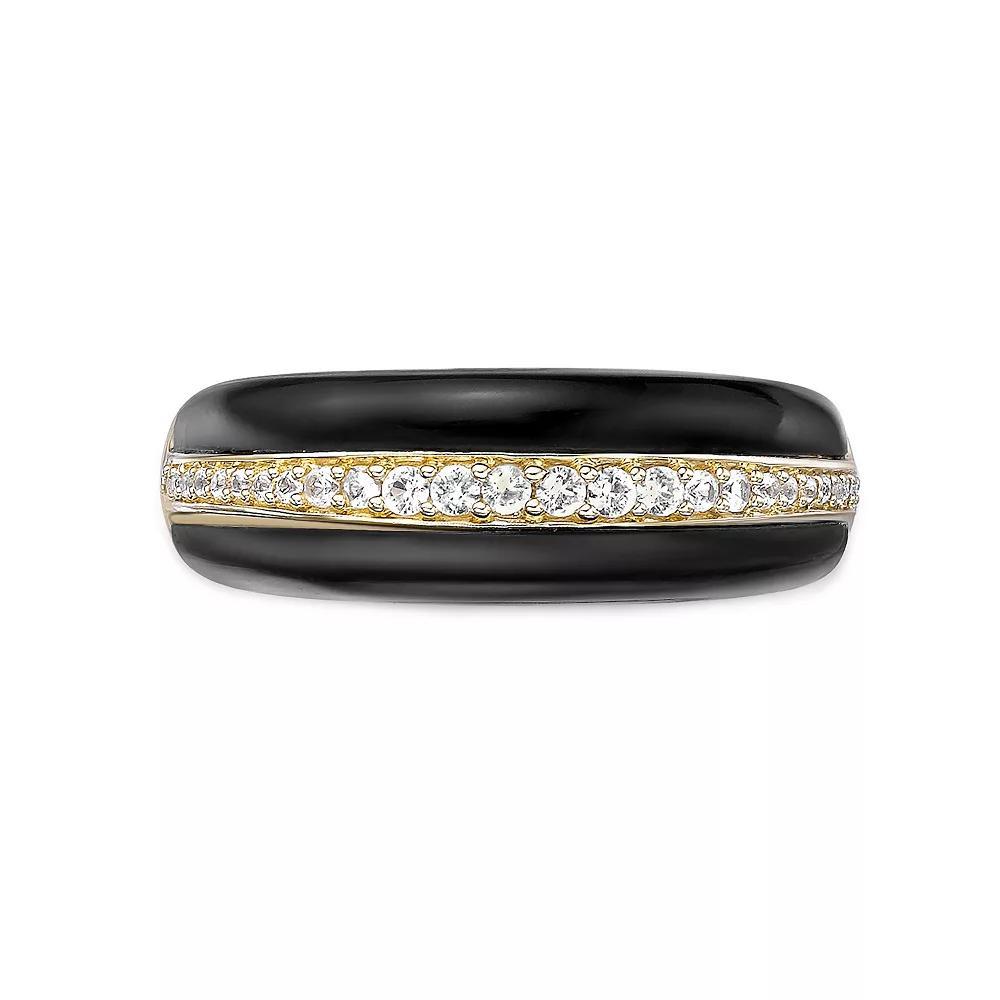Gemminded Sterling Silver Black Onyx & Lab-Created White Sapphire Ring, Women's, Size: 9, Gold Tone Product Image