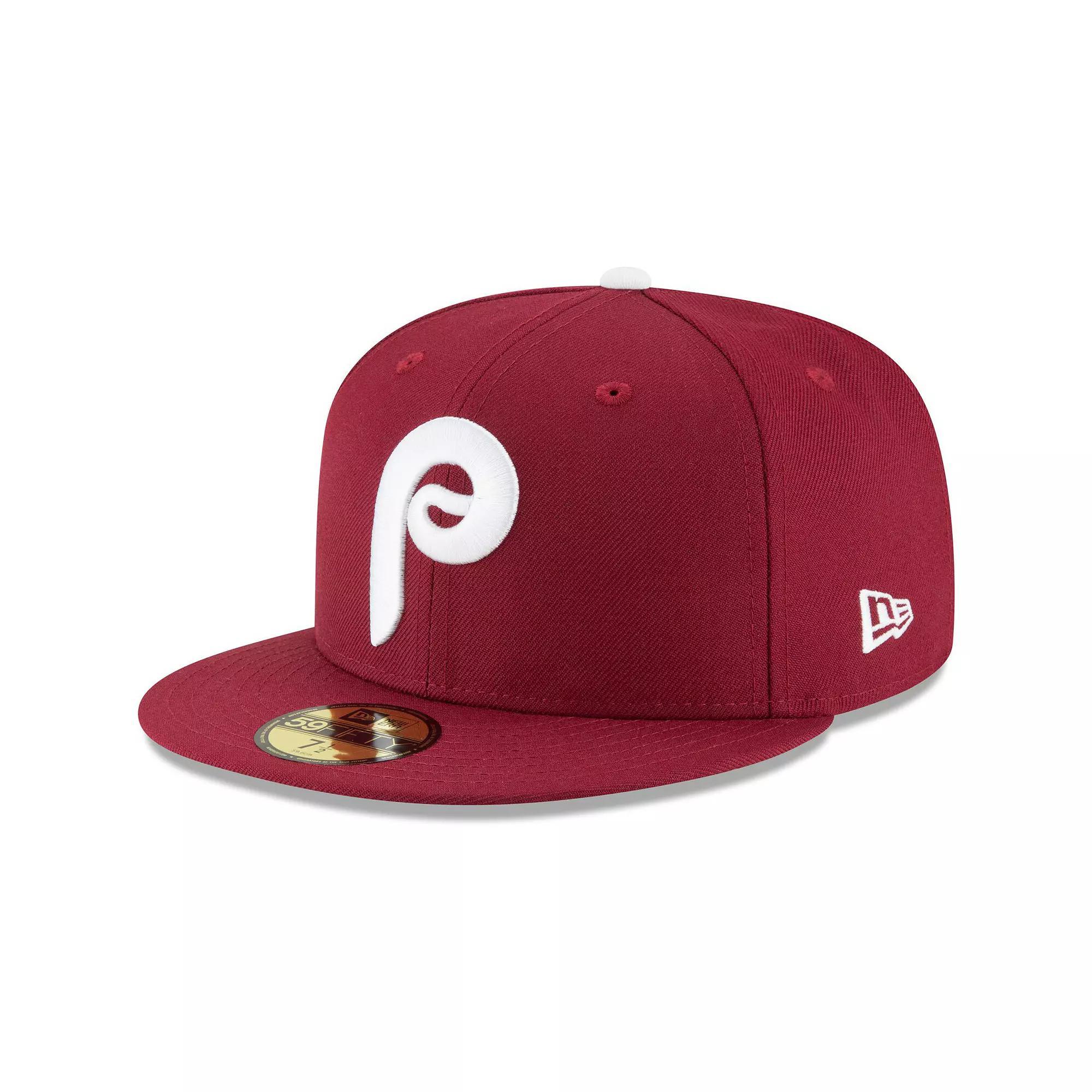 Men's New Era Maroon Philadelphia Phillies Cooperstown Collection Wool 59FIFTY Fitted Hat, Size: 7 7/8, Red Product Image