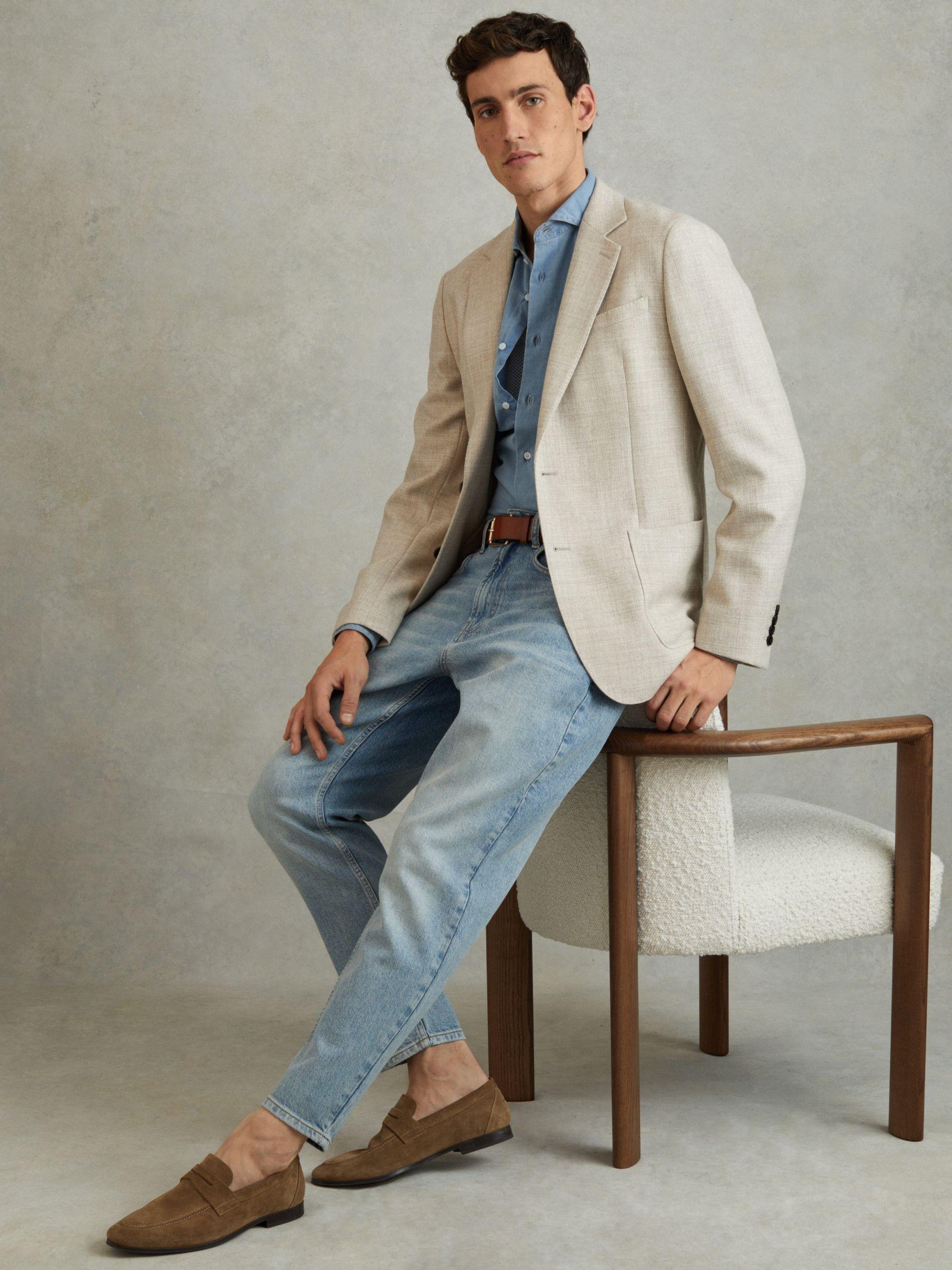 Suede Slip On Loafers in Stone Product Image