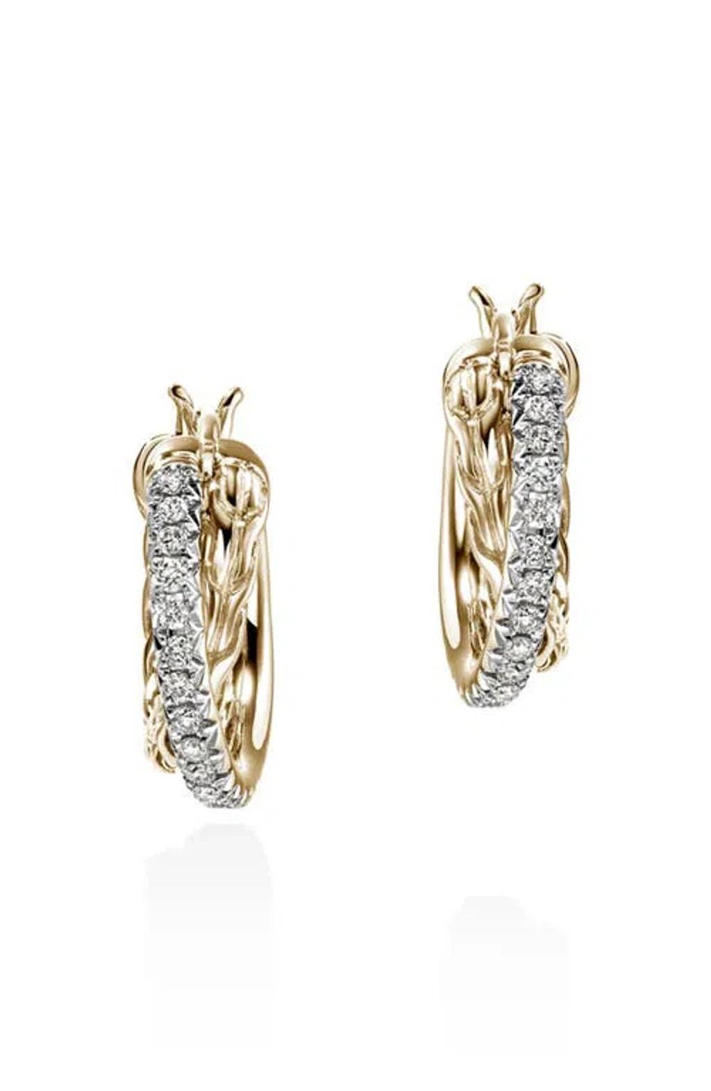 JOHN HARDY Jh Essentials Crossover Hoop Earrings, 15mm In Silver/diamonds Product Image