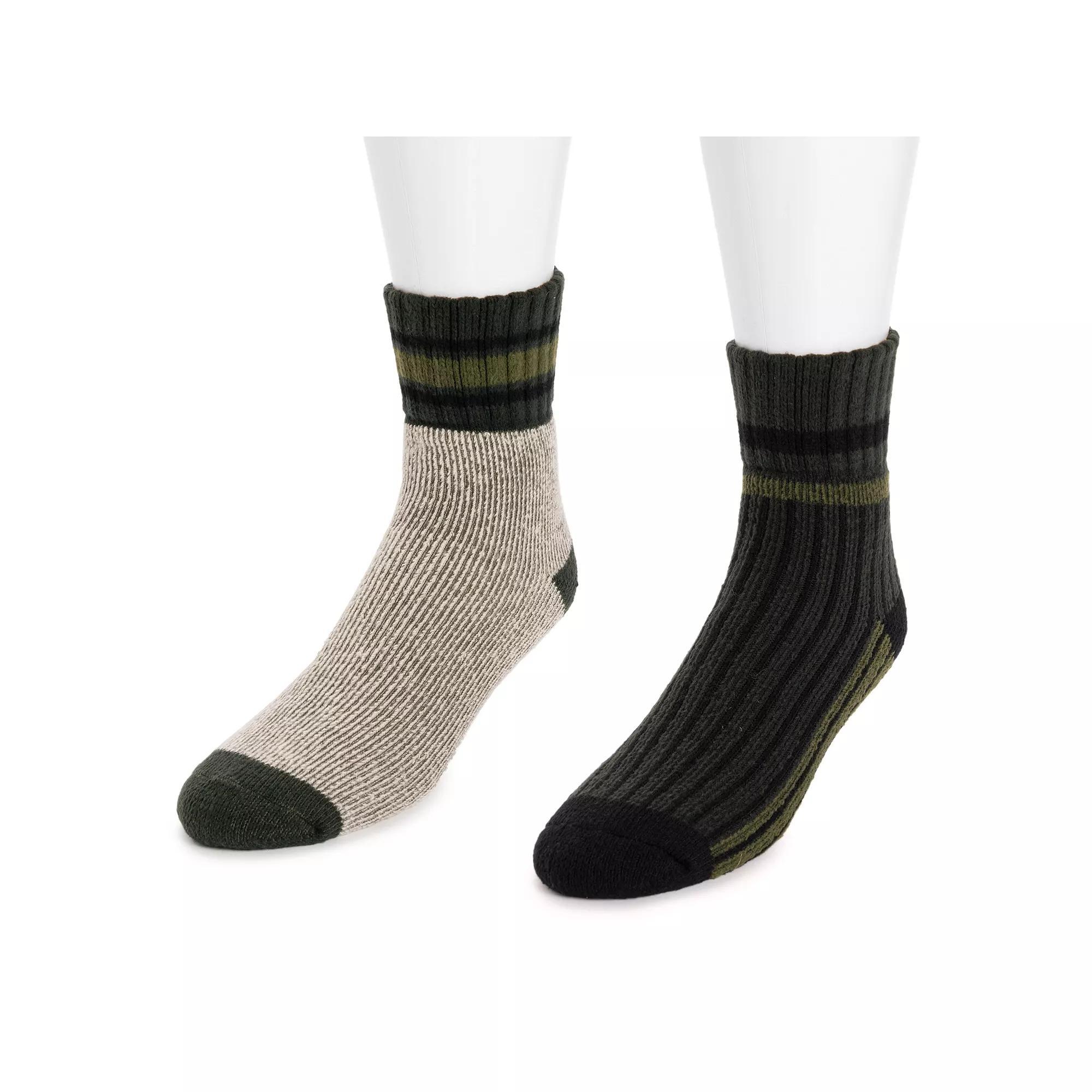 Mens MUK LUKS 2-Pack Heat Retainer Camp Crew Socks, Sleeping Green Product Image