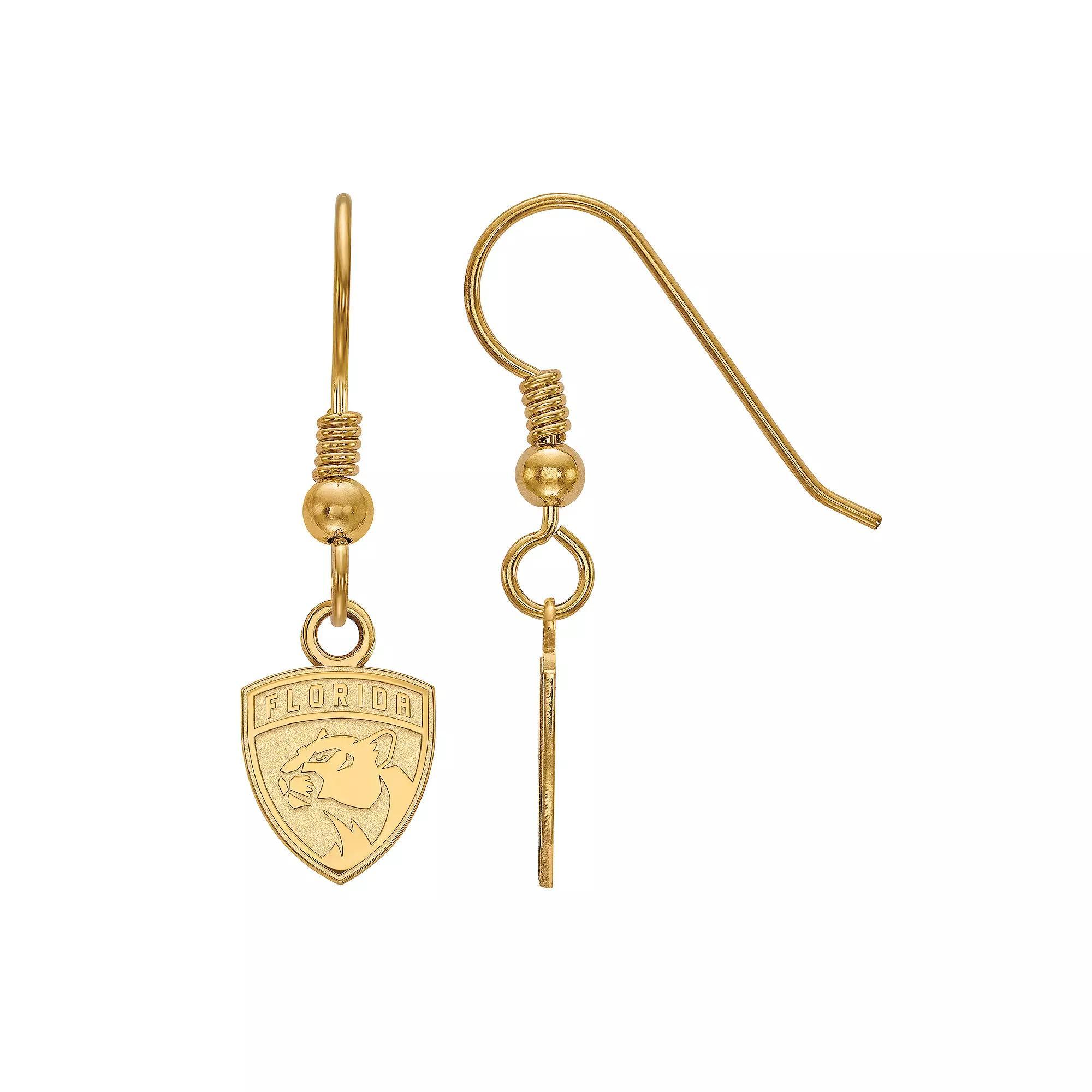 LogoArt Florida Panthers Sterling Silver Mini Wire Dangle Earrings, Women's, Gold Tone Product Image