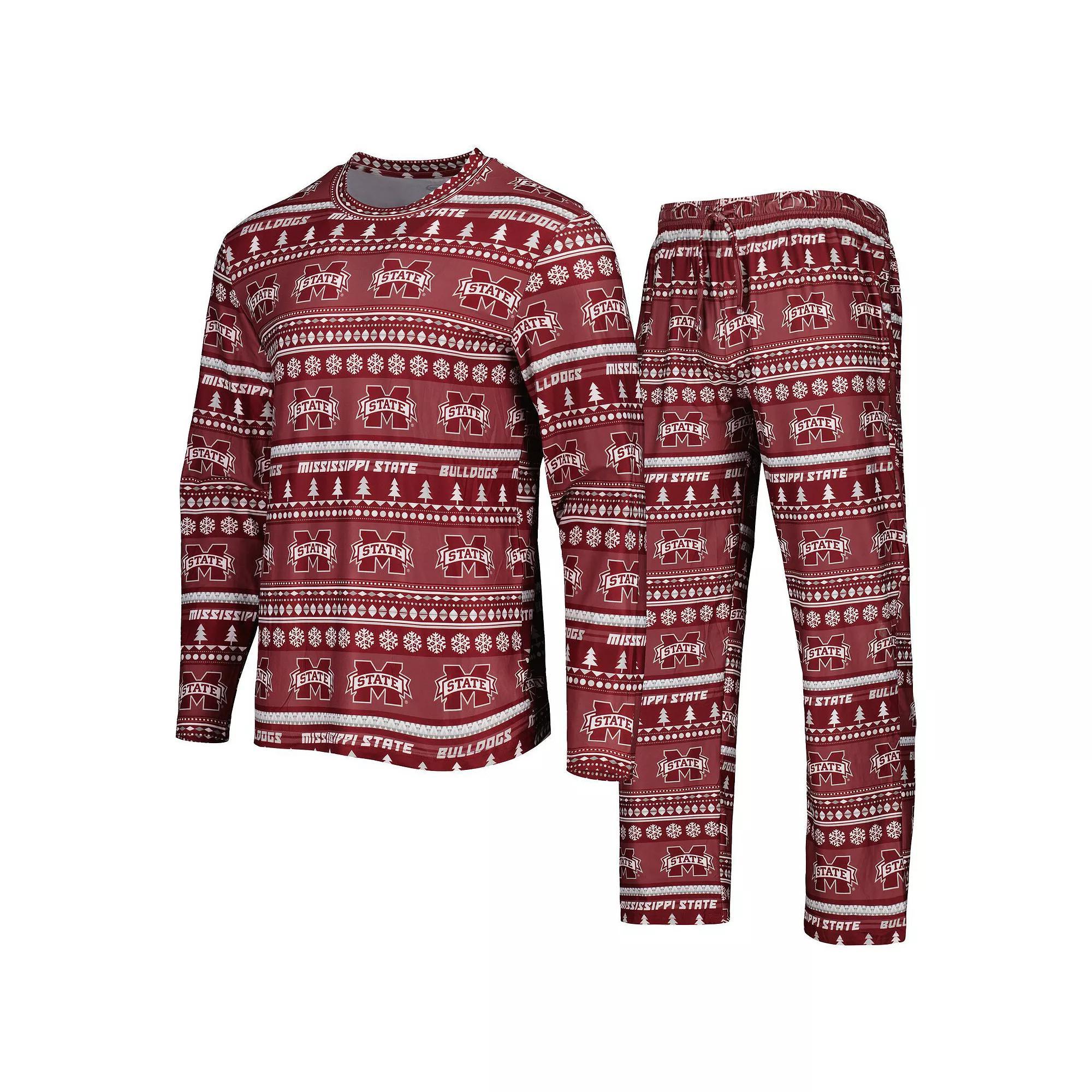 Men's Concepts Sport Maroon Mississippi State Bulldogs Swivel Long Sleeve T-Shirt & Pants Sleep Set, Size: 3XL, Mst Red Product Image