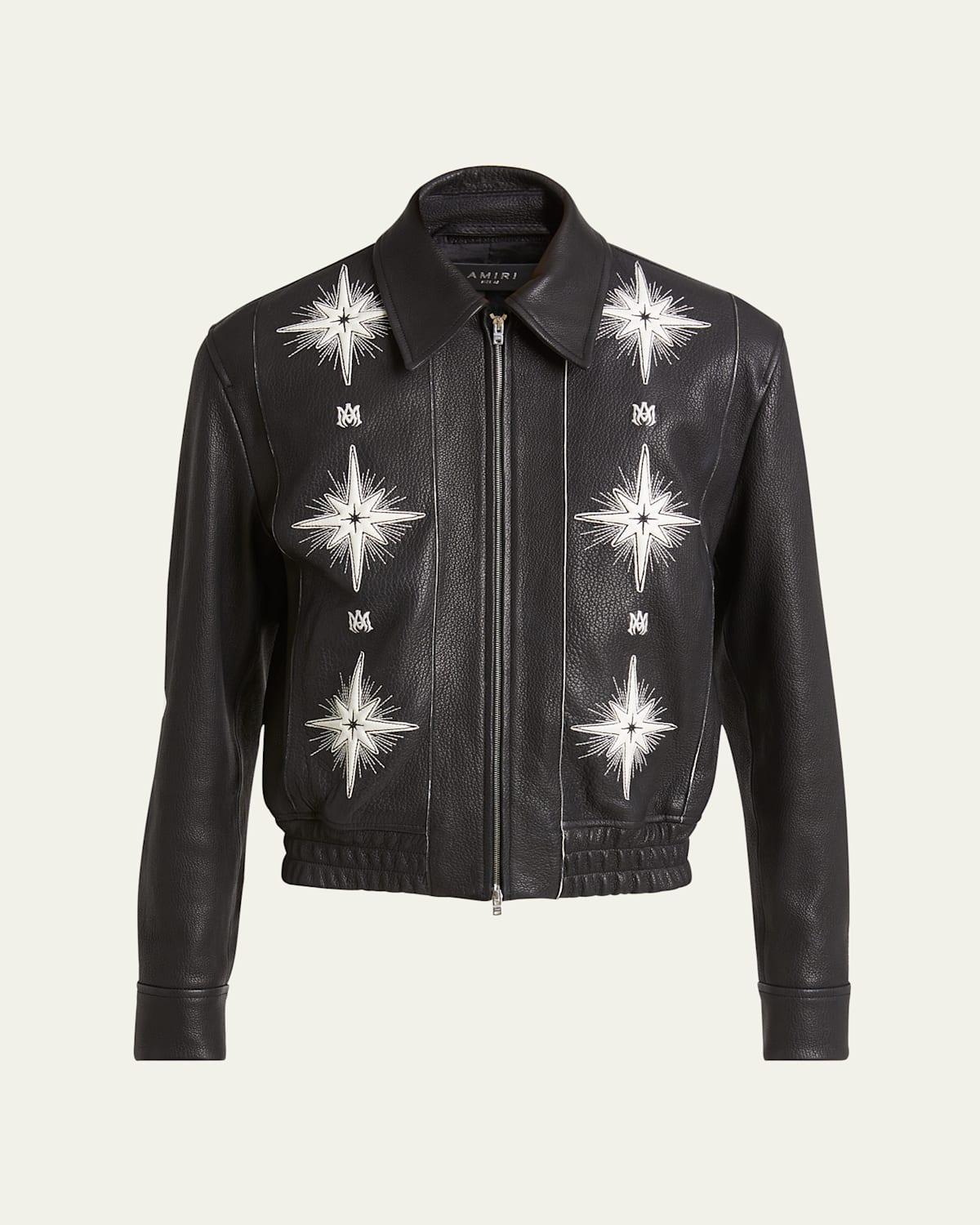Mens Starburst Leather Blouson Jacket Product Image