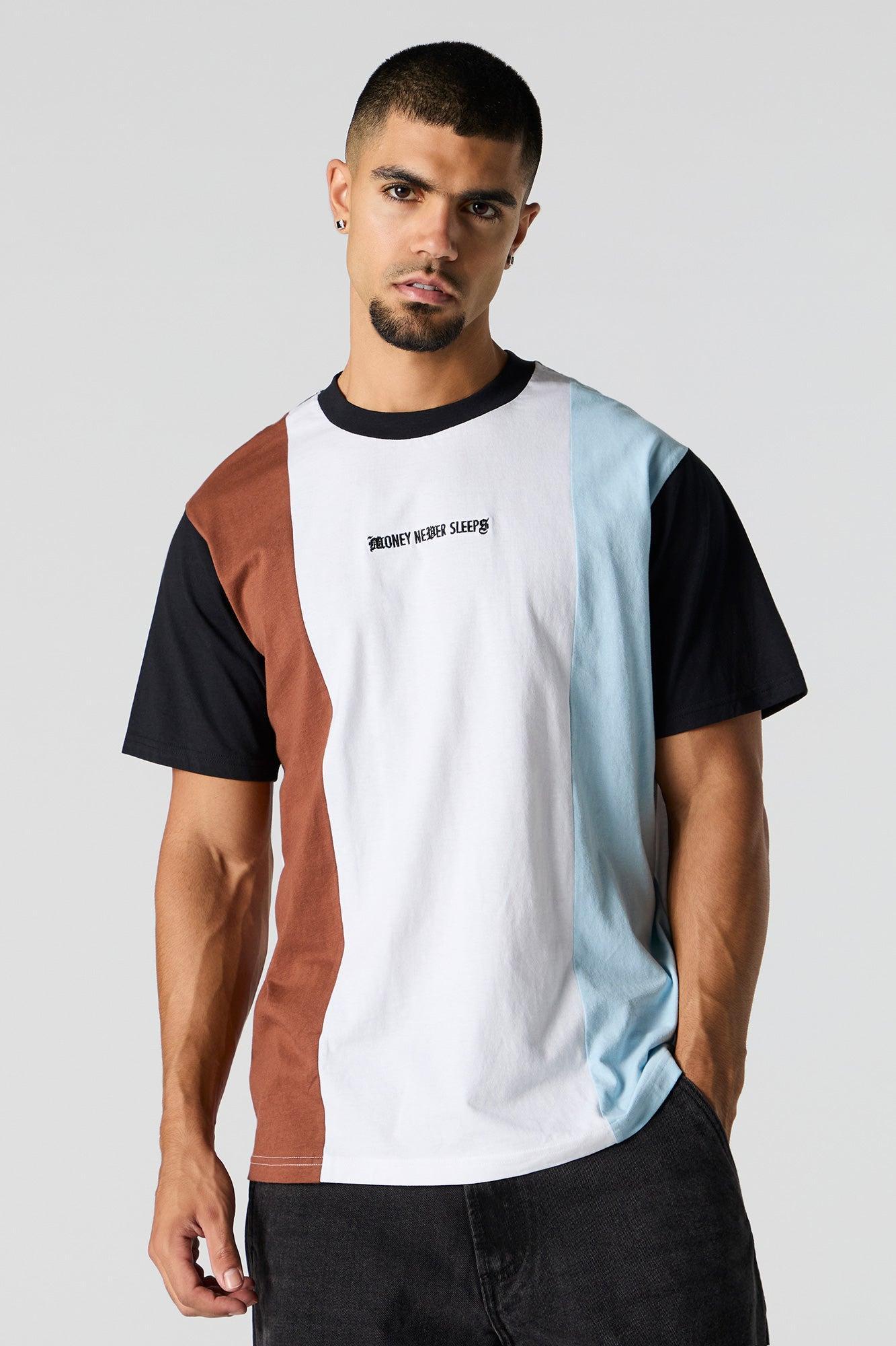 Colourblock Embroidered T-Shirt Male Product Image