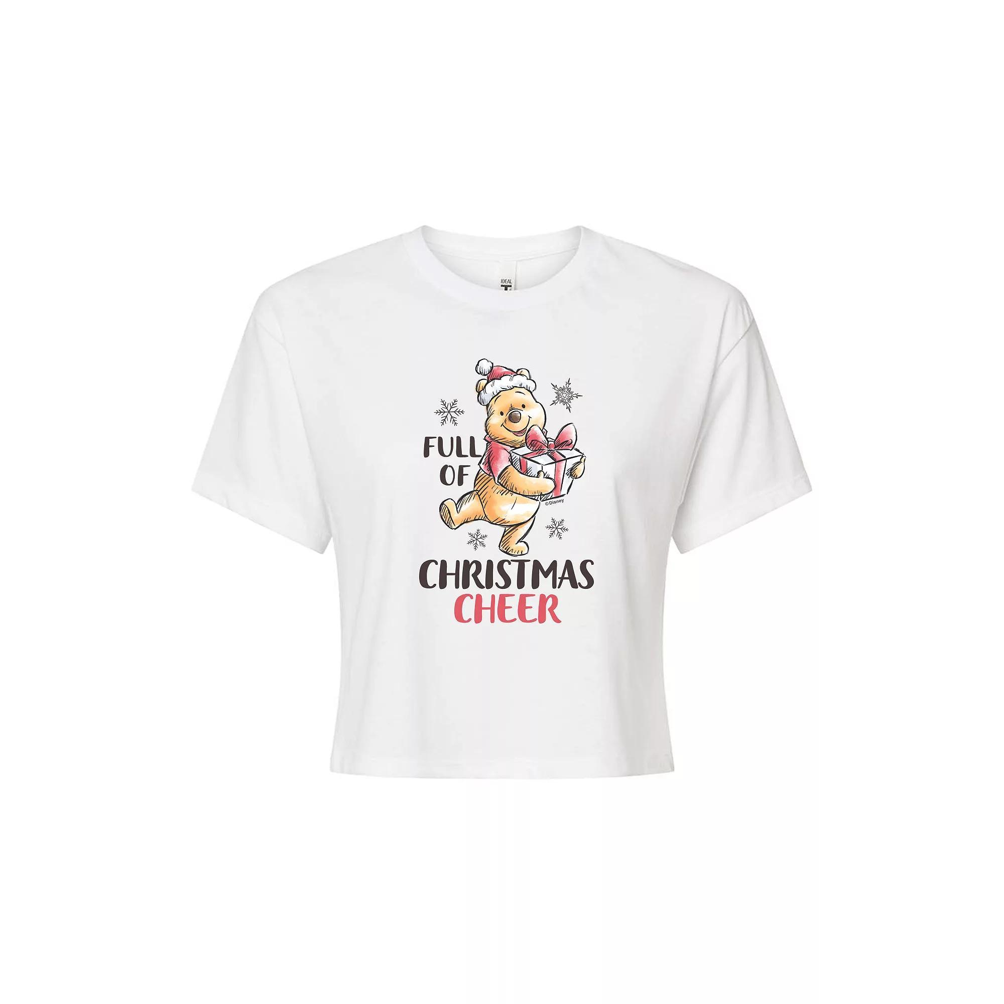 Disney's Winnie The Pooh Women's Full Of Christmas Cheer Tee, Girl's, Size: Medium, White Product Image