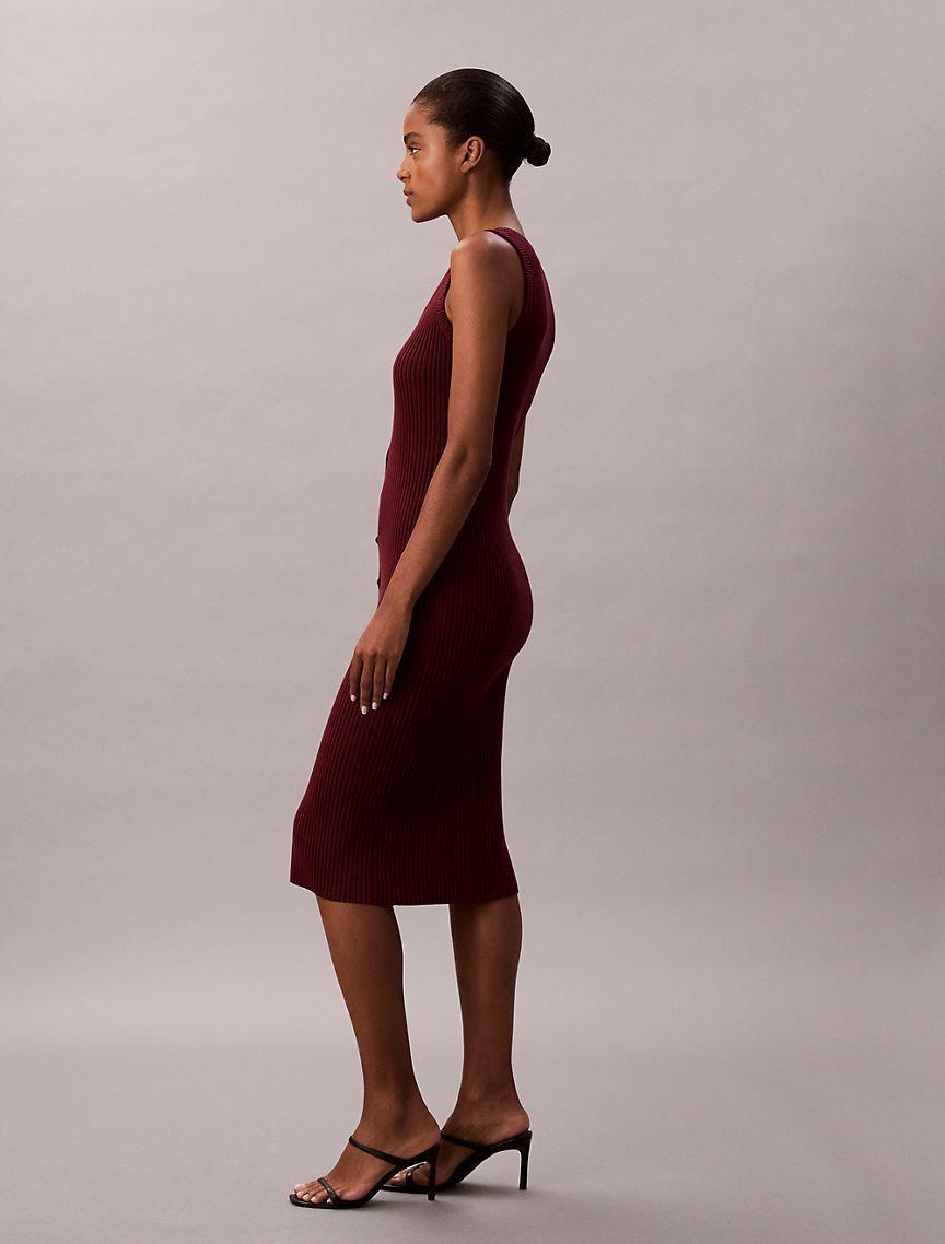 Smooth Cotton Rib Slim Midi Dress Product Image
