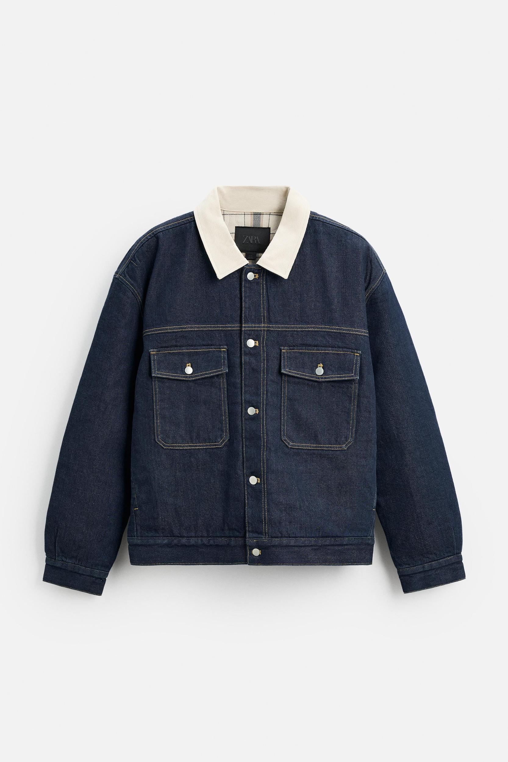 CONTRAST COLLAR DENIM JACKET Product Image