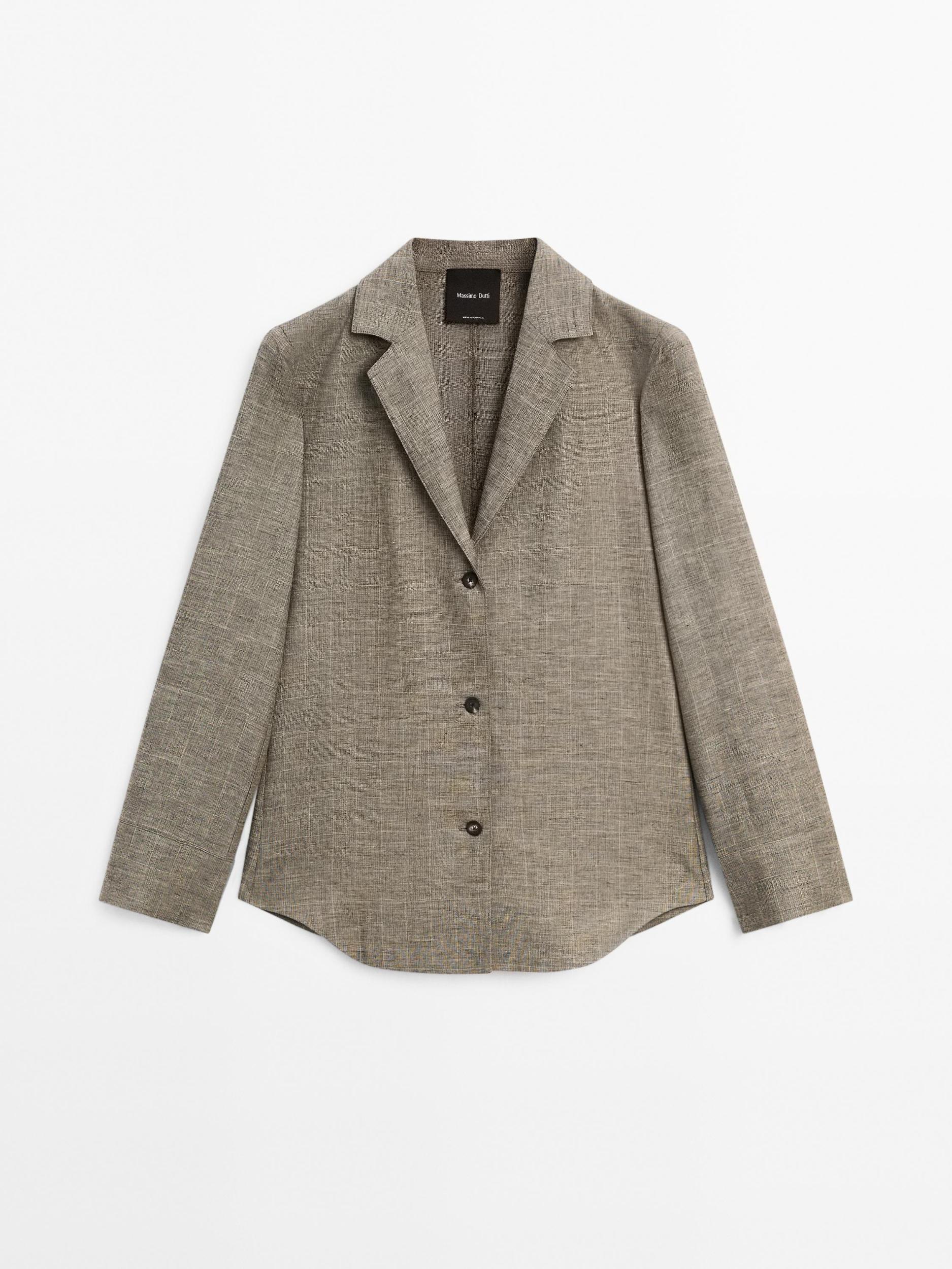 Lightweight check cotton blend blazer Product Image