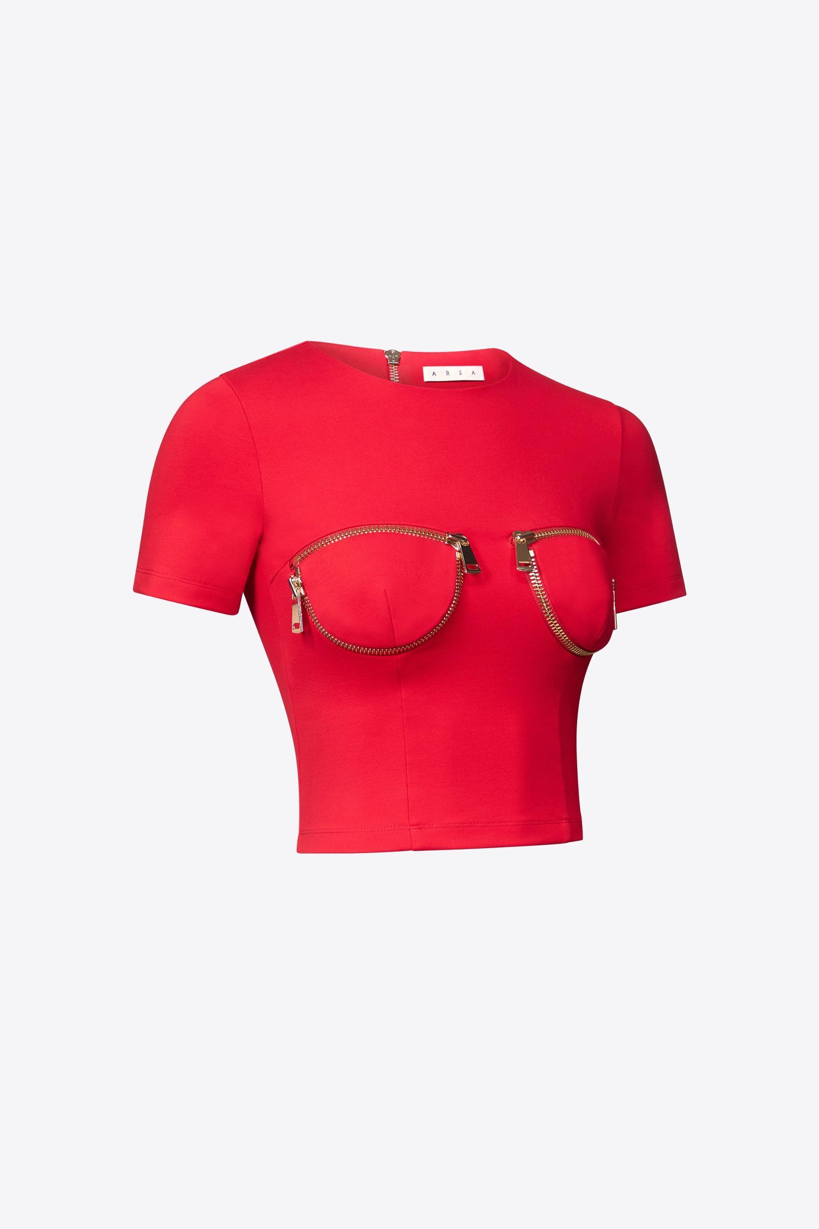 Zipper Bustier Cup T-Shirt Product Image