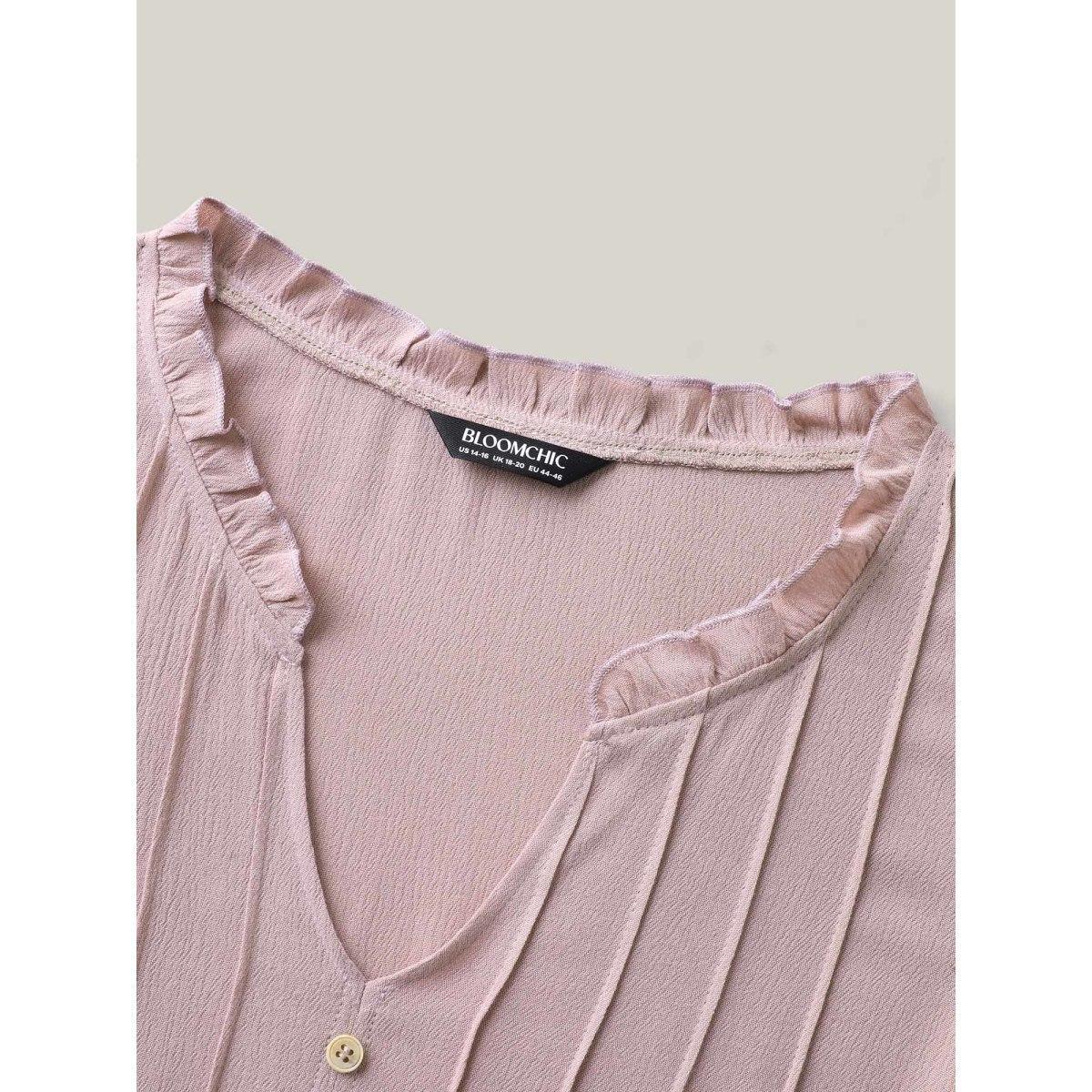 Plus Size Toothpick Pleat Button Detail Sleeveless Top Women Lilac Tucked seam Notched collar Vacation Tank Tops Camis BloomChic 18-20/2X Product Image
