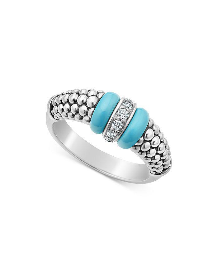 LAGOS Blue Caviar & Diamond Sterling Silver Tapered Ring In Blue/silver Product Image