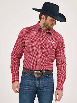Men's Wrangler® Logo Long Sleeve Western Snap Shirt Hexagon Product Image