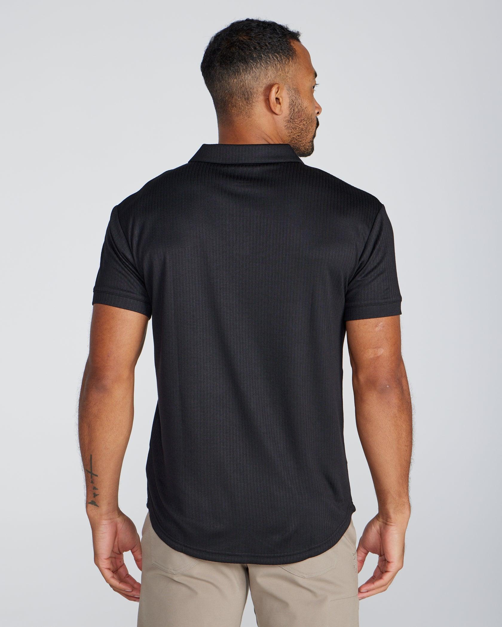 Ribbed Short Sleeve Open V Polo Product Image