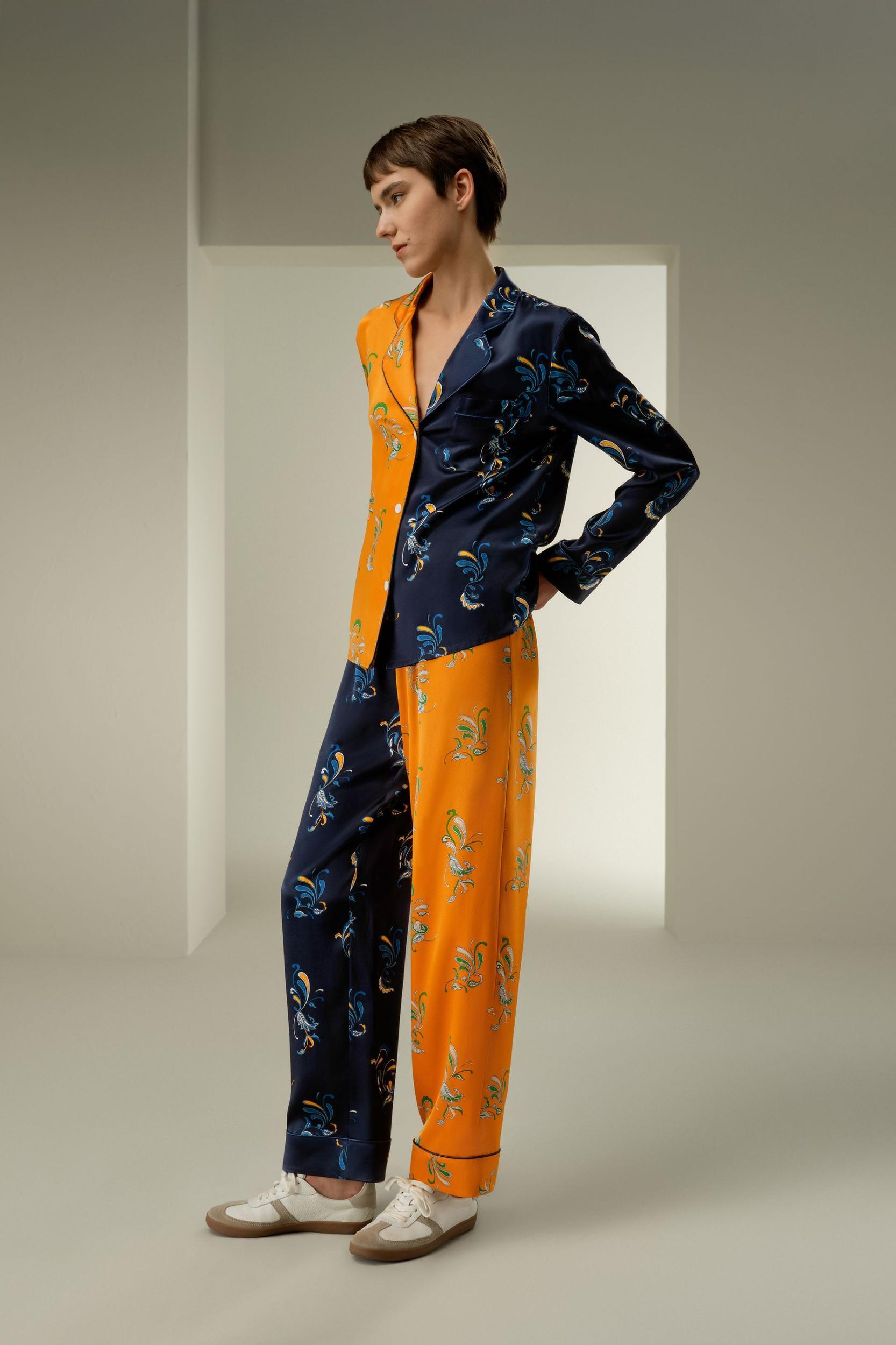 Two-Tone Printed Pajama Set Product Image