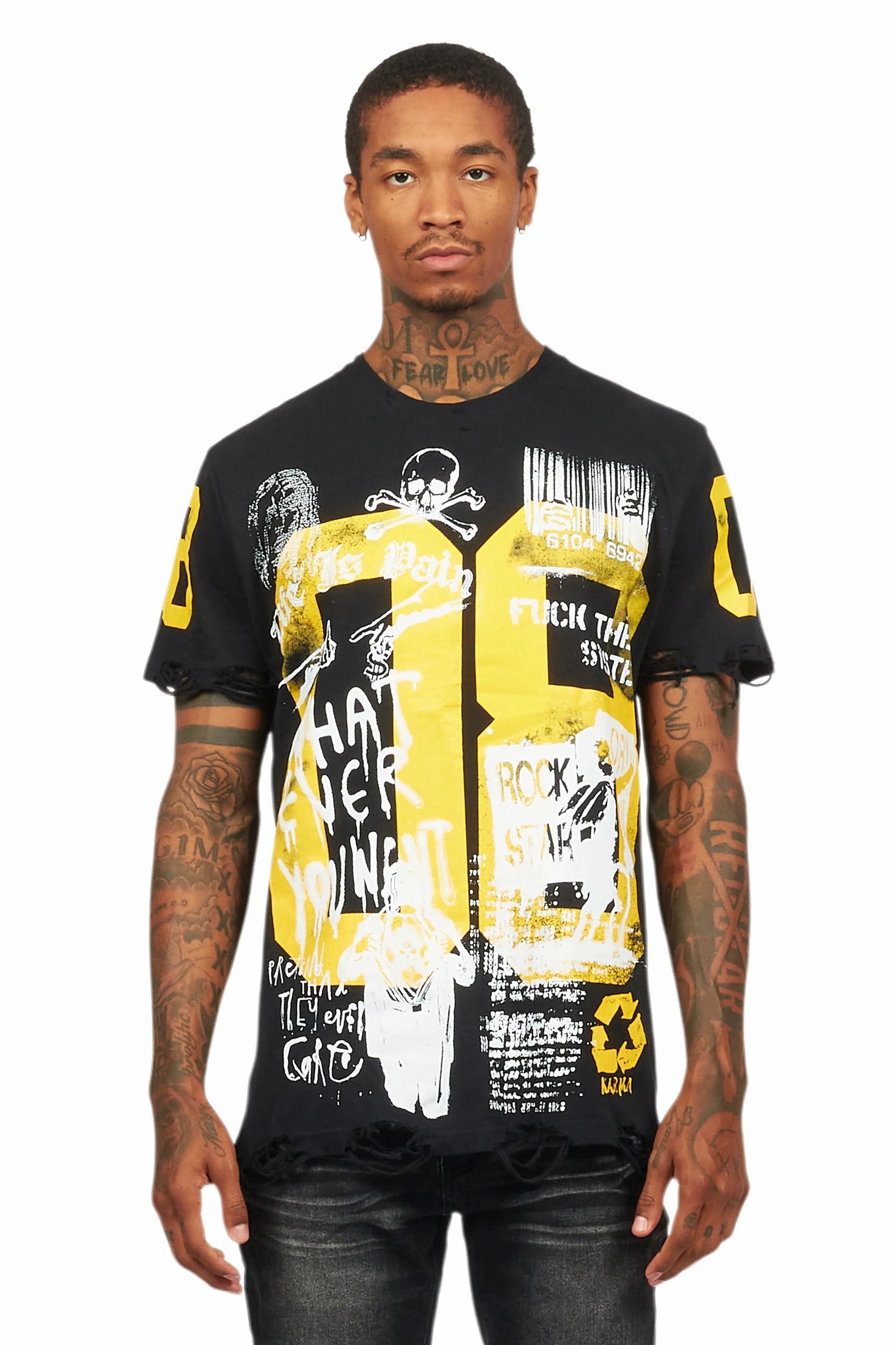 Kammile Black/Yellow Oversized T-Shirt Female Product Image