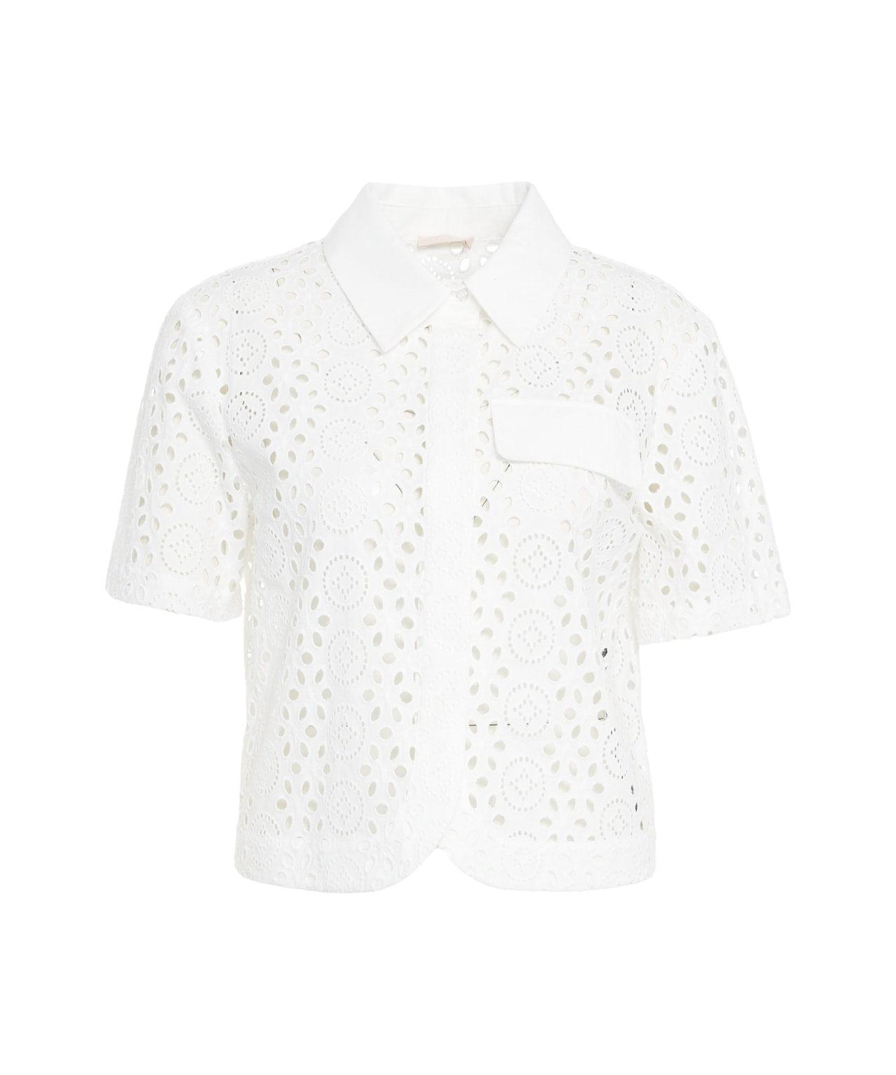 Blouse with perforated embroidery Product Image