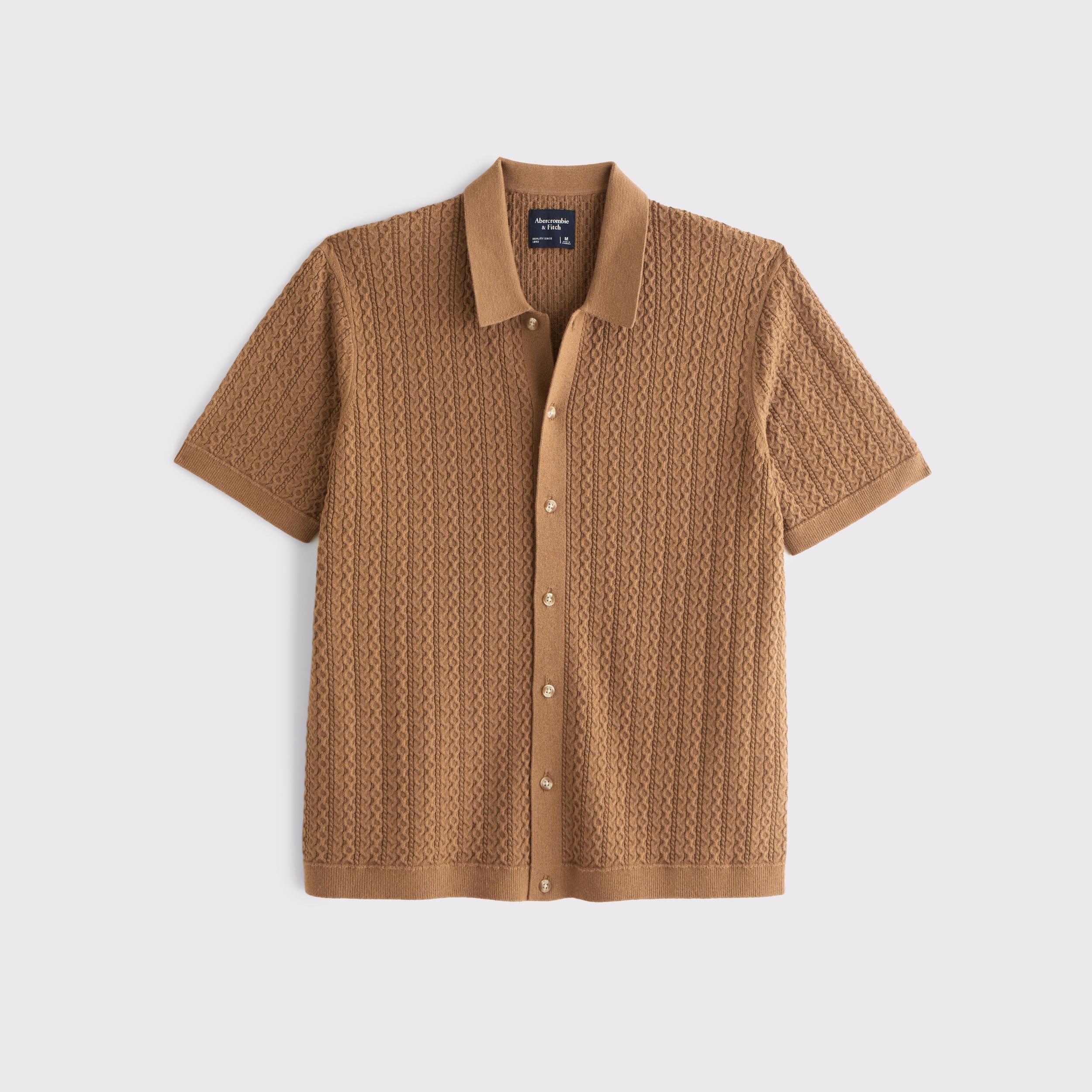 Cable Button-Through Sweater Polo Product Image