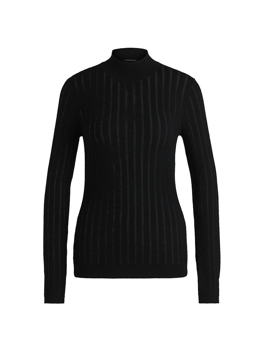Womens Wool Sweater with Structured Stripes Product Image
