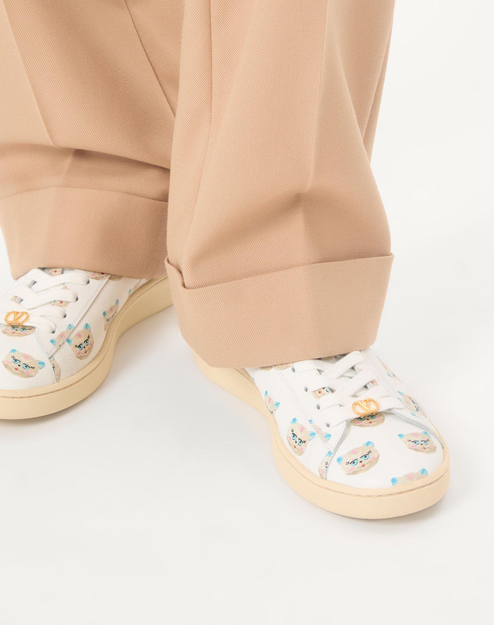 Royco Sneaker In Nappa Calfskin With Le Chat De La Maison Motif Product Image