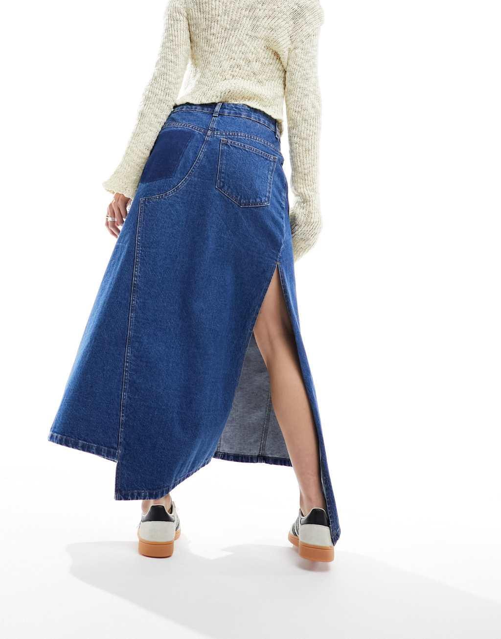 ASOS DESIGN DECONSTRUCTED denim midi skirt Product Image