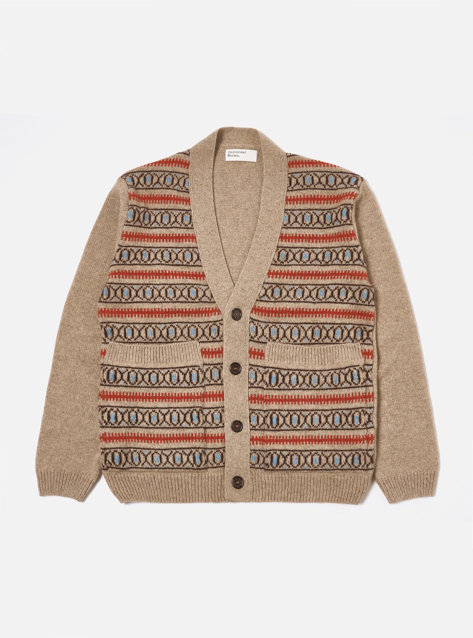 Universal Works Langdale Cardigan in Oatmeal Eco Wool Product Image