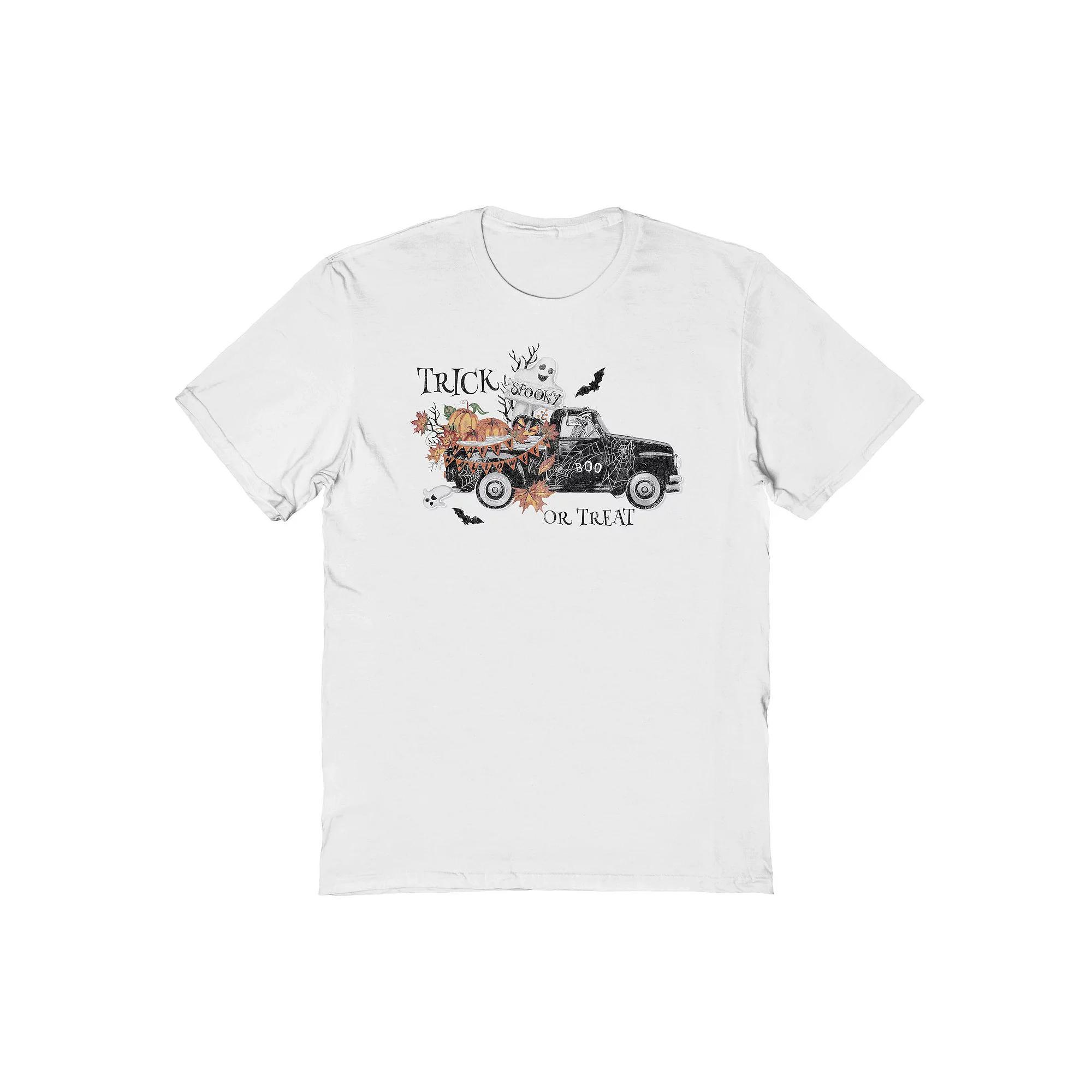 Men's Spooky Truck Halloween Graphic Tee, Size: Large, White Product Image