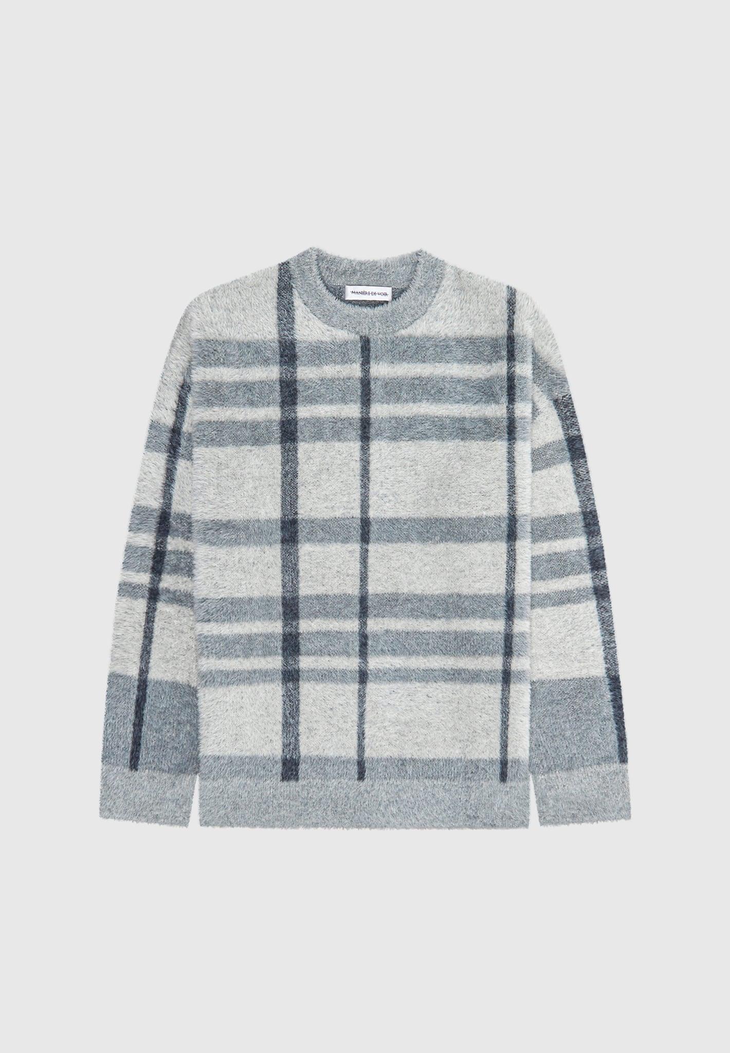 Check Knit Jumper - Grey Male Product Image