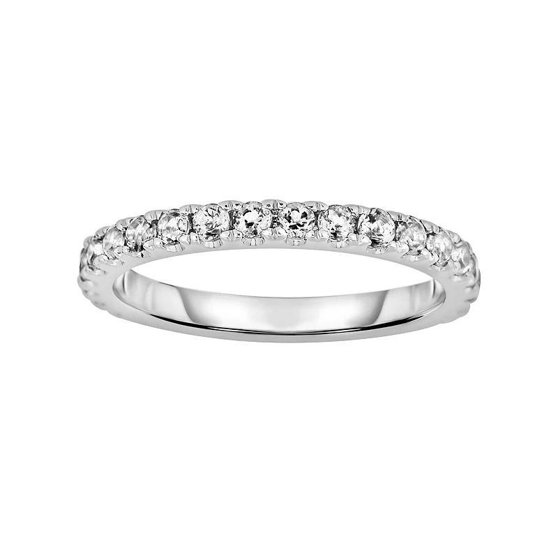 Oro Leoni Sterling Silver White Topaz Eternity Ring, Womens Product Image