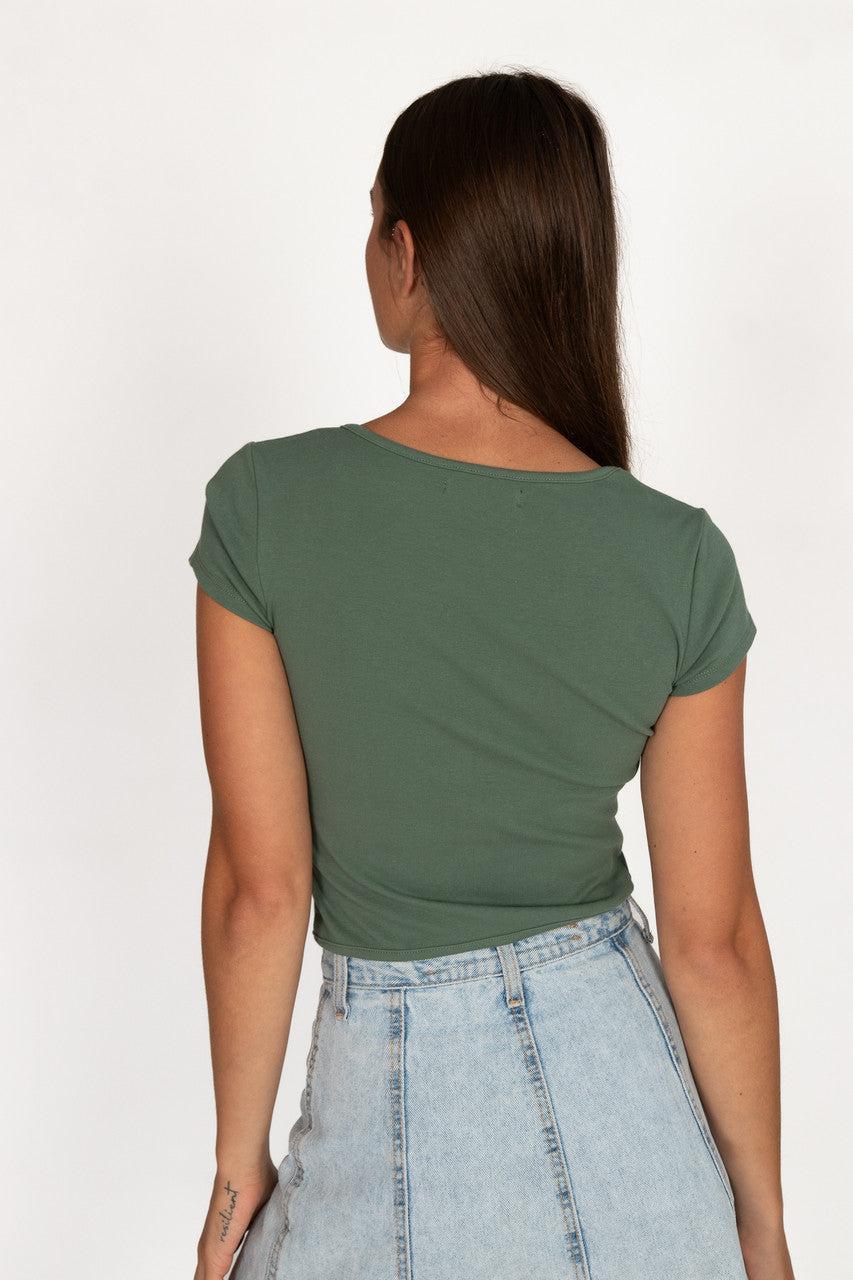 Jade Green Zip Front Tee Product Image