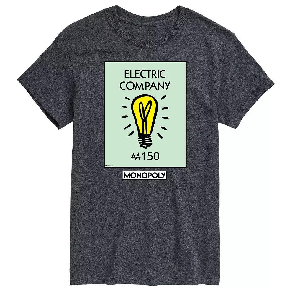 Mens Monopoly Electric Company Graphic Tee Grey Product Image