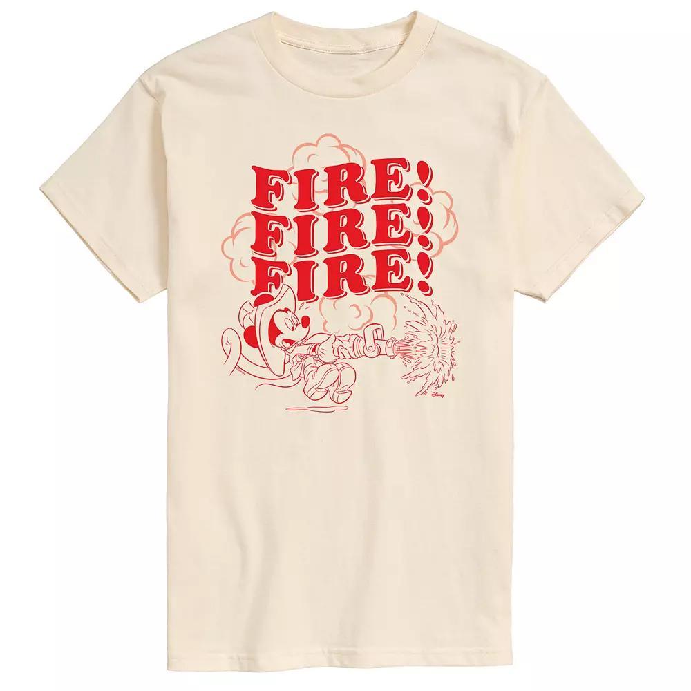 Disneys Mickey Mouse Mens Fire Stacked Mickey Graphic Tee Ivory Product Image
