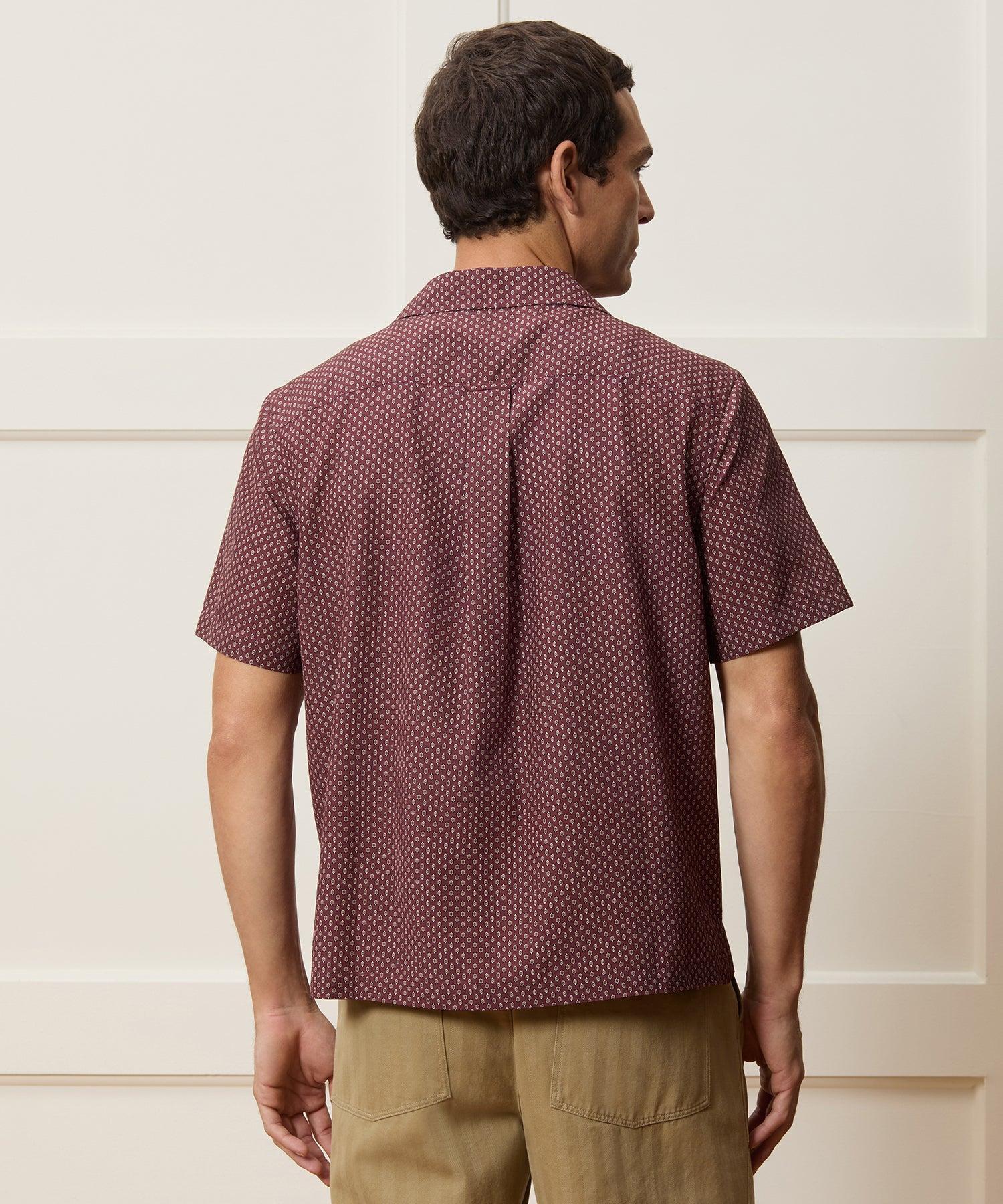 Cropped Silk Geo Camp Collar Shirt Product Image