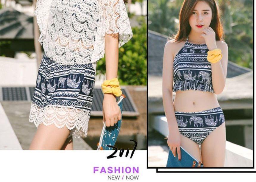 Couple Matching Elephant Print Swim Shorts / Bikini / Lace Cover-Up / Swim Shorts / Set Product Image