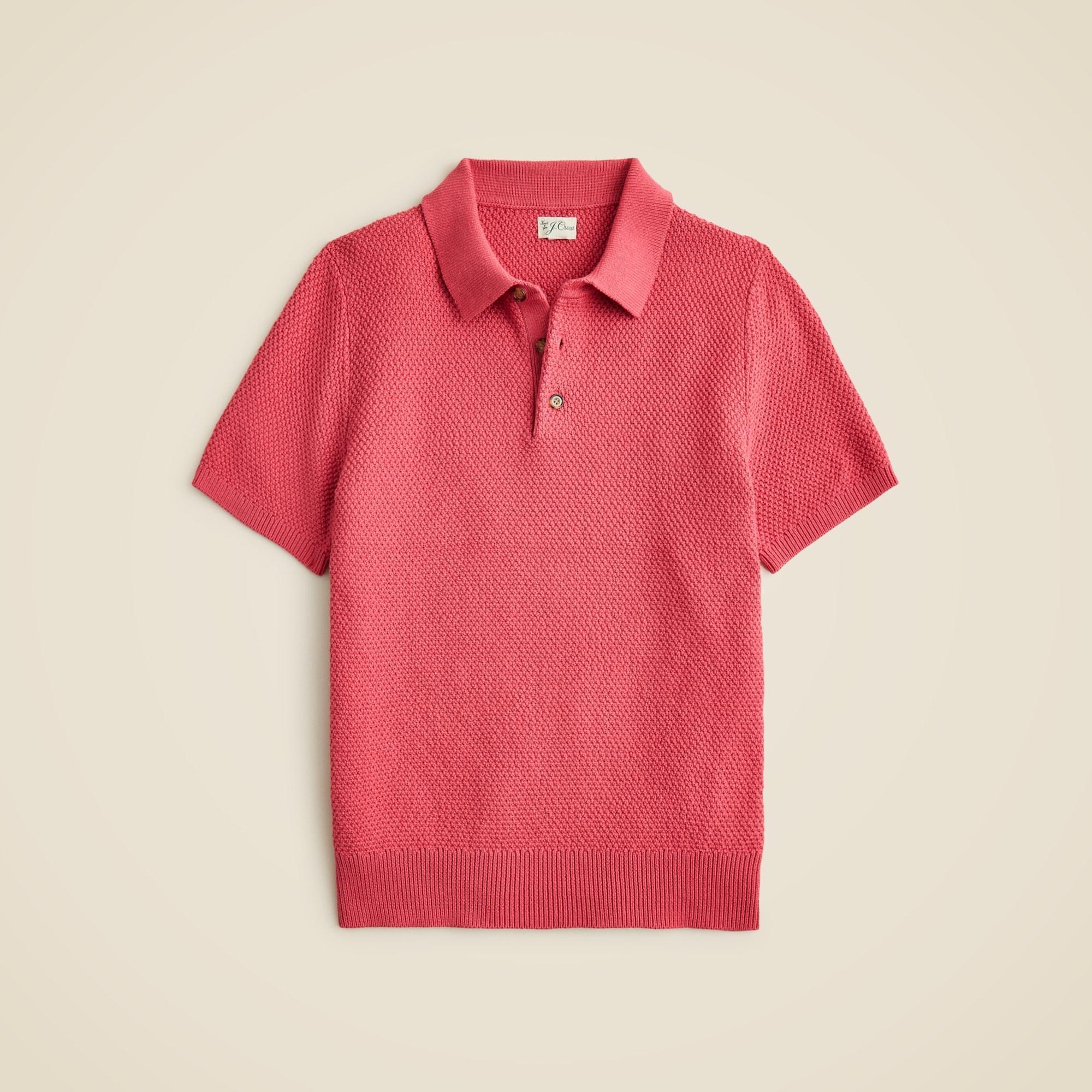 Short-sleeve cotton seed-stitch sweater-polo Product Image