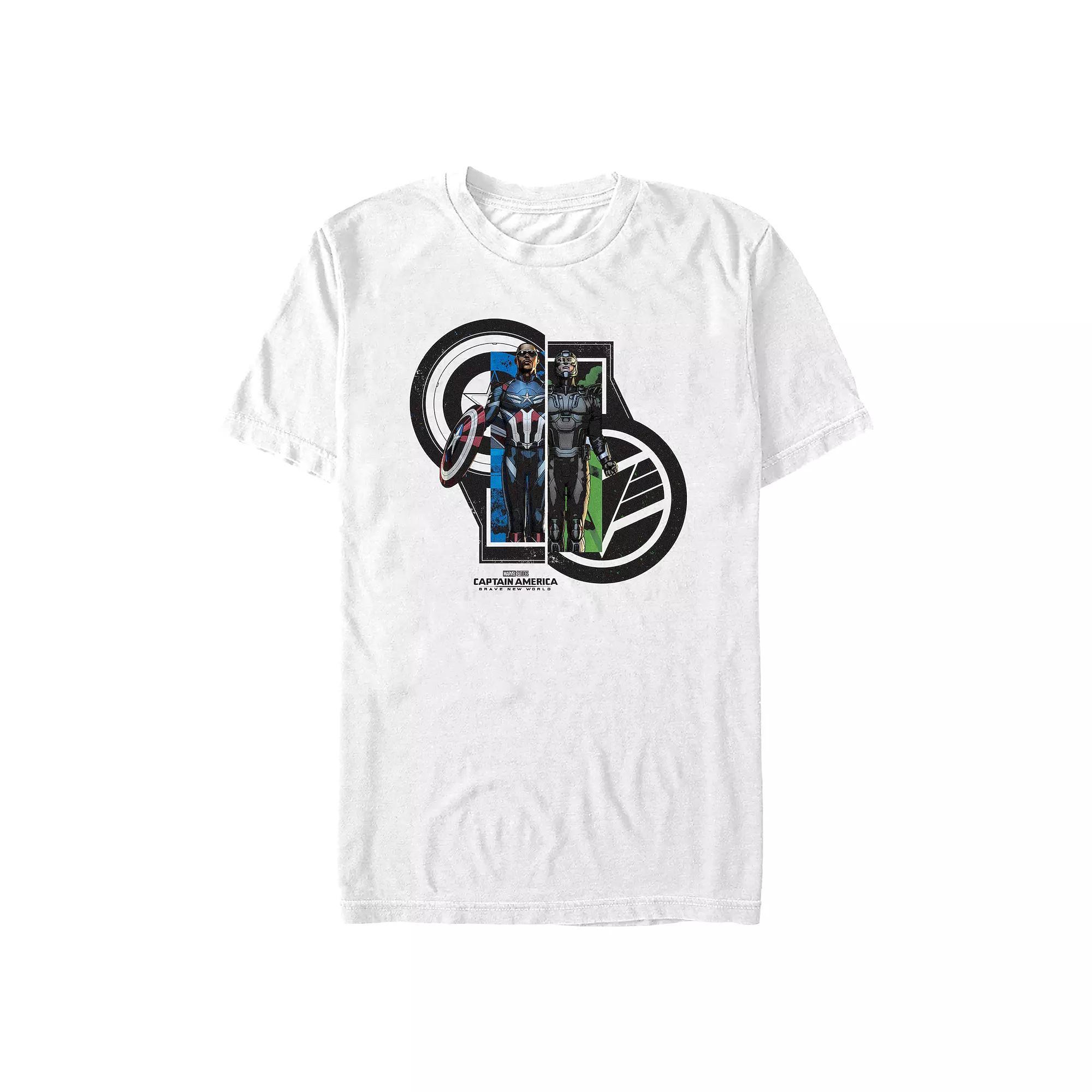Men's Marvel Captain America Brave New World Captain And Falcon New Heroes Poster Graphic Tee, Size: XS, White Product Image
