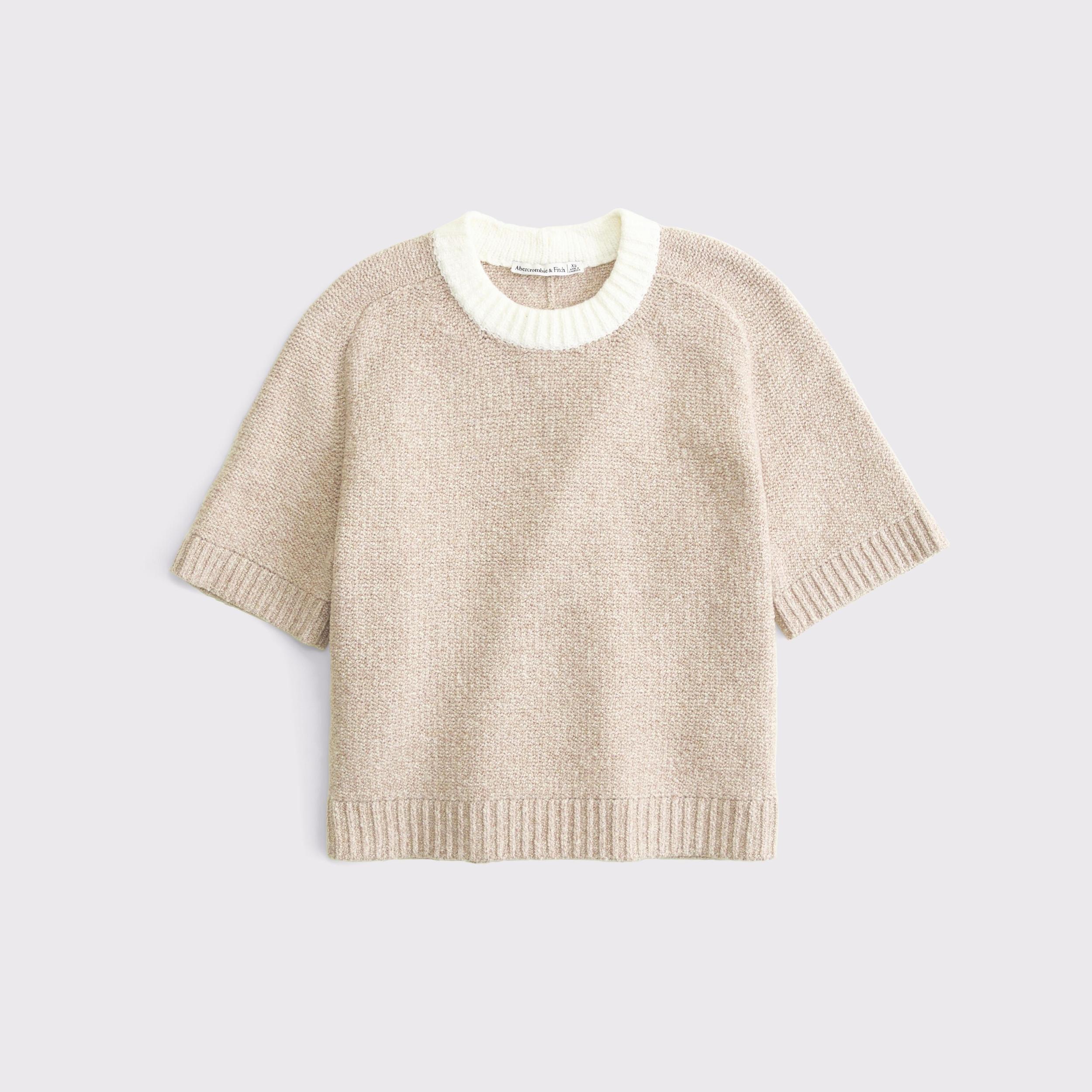 The A&F Madeline Textural Crew Sweater Tee Product Image