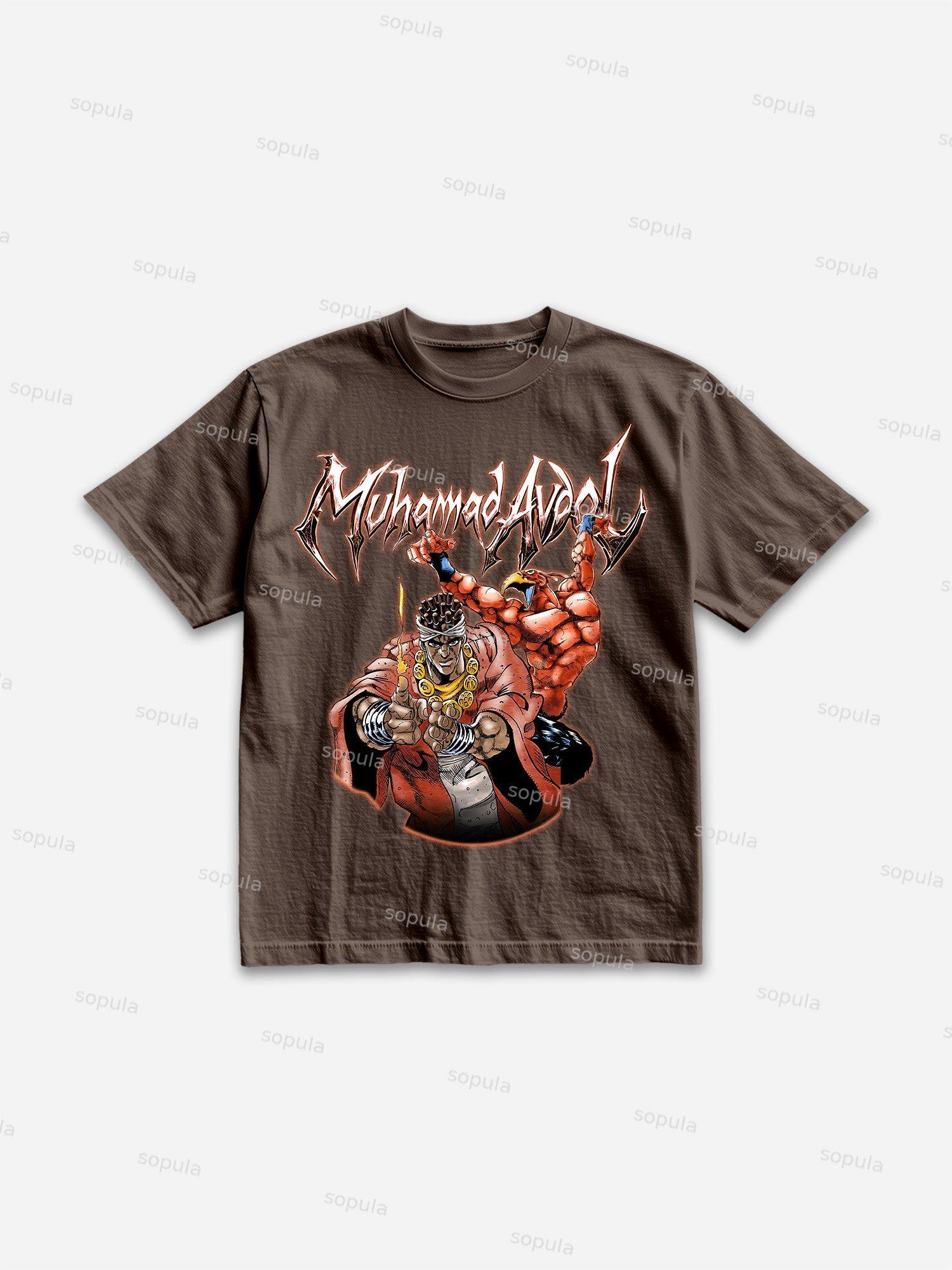 Manga Magician's Red Graphic Cotton T-shirt Product Image