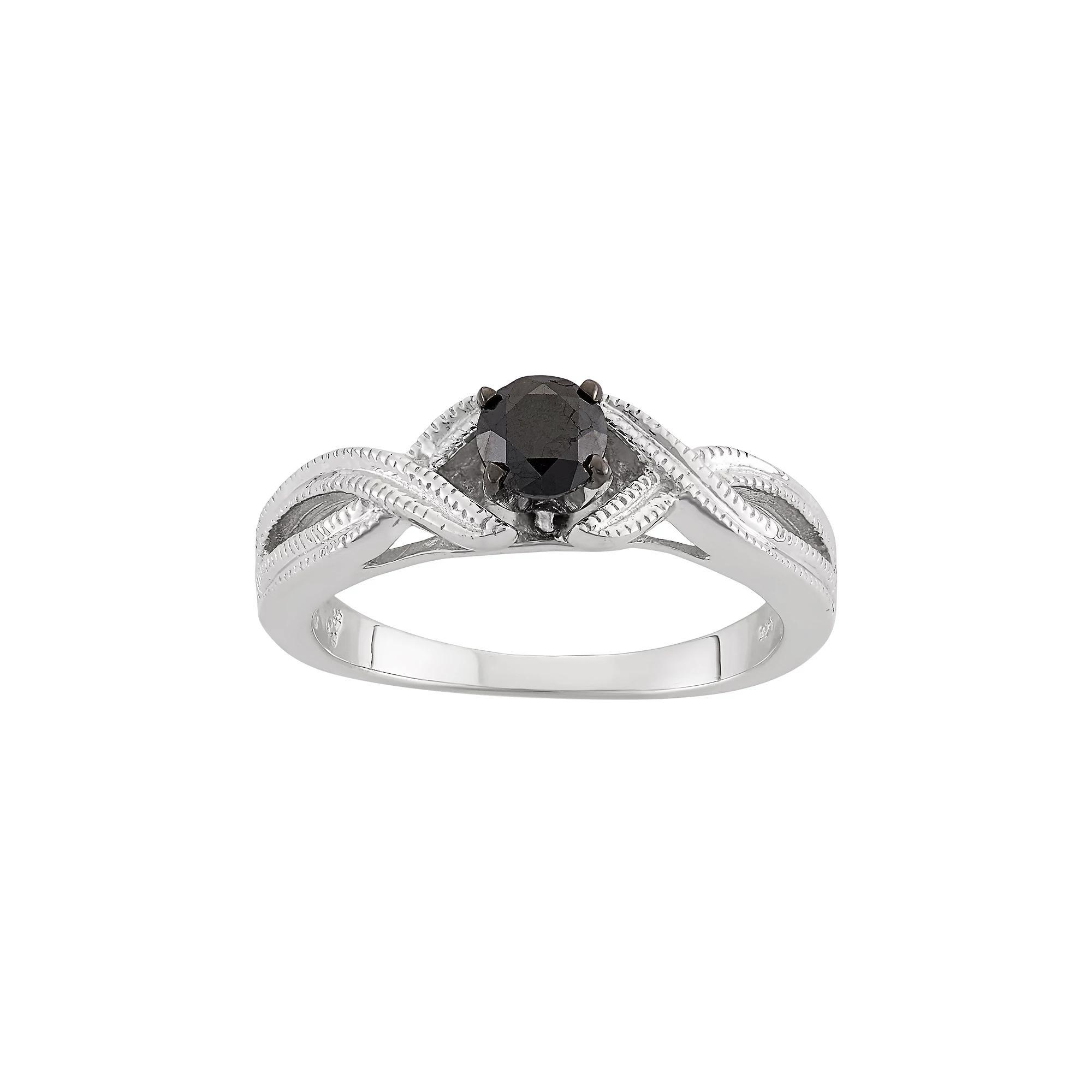 Jewelexcess 1/2 Carat T.W. Black Diamond Sterling Silver Openwork Ring, Women's, Size: 7 Product Image