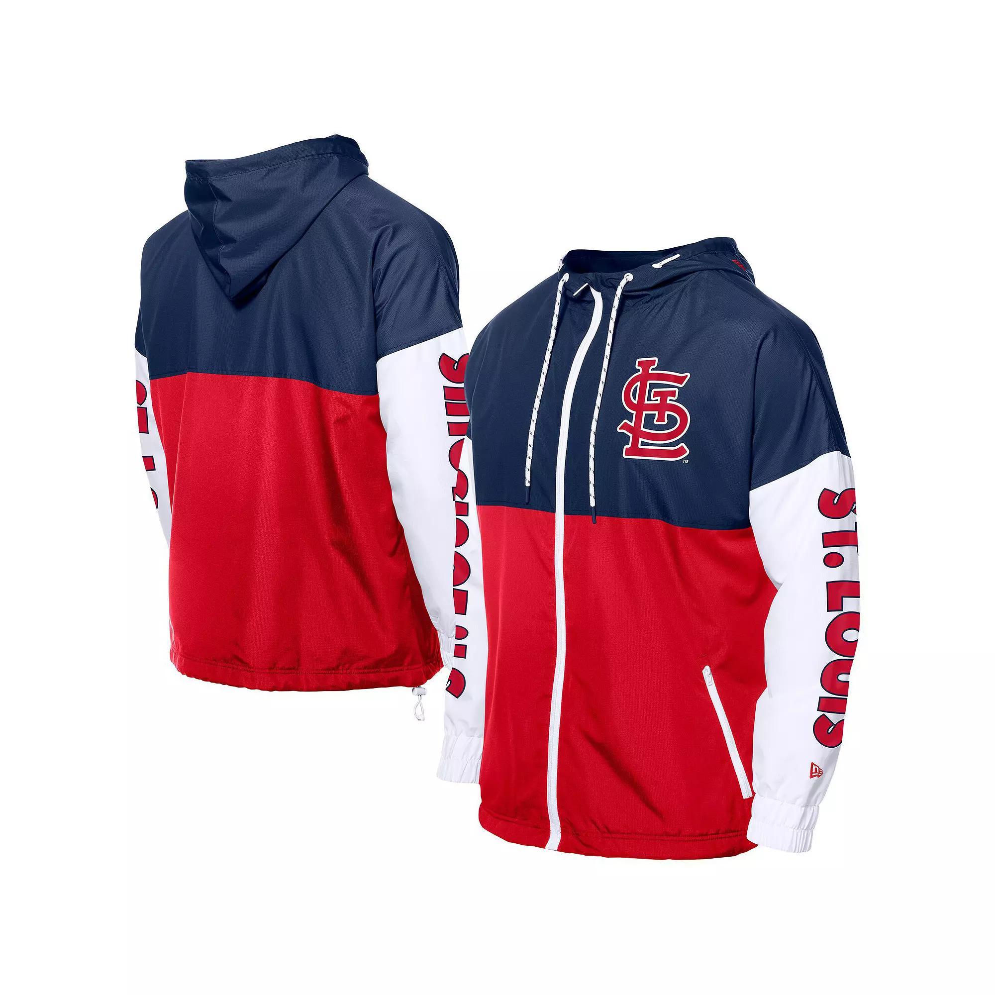 Men's New Era  Red/Navy St. Louis Cardinals Color Block Full-Zip Hoodie Windbreaker, Size: 2XL Product Image