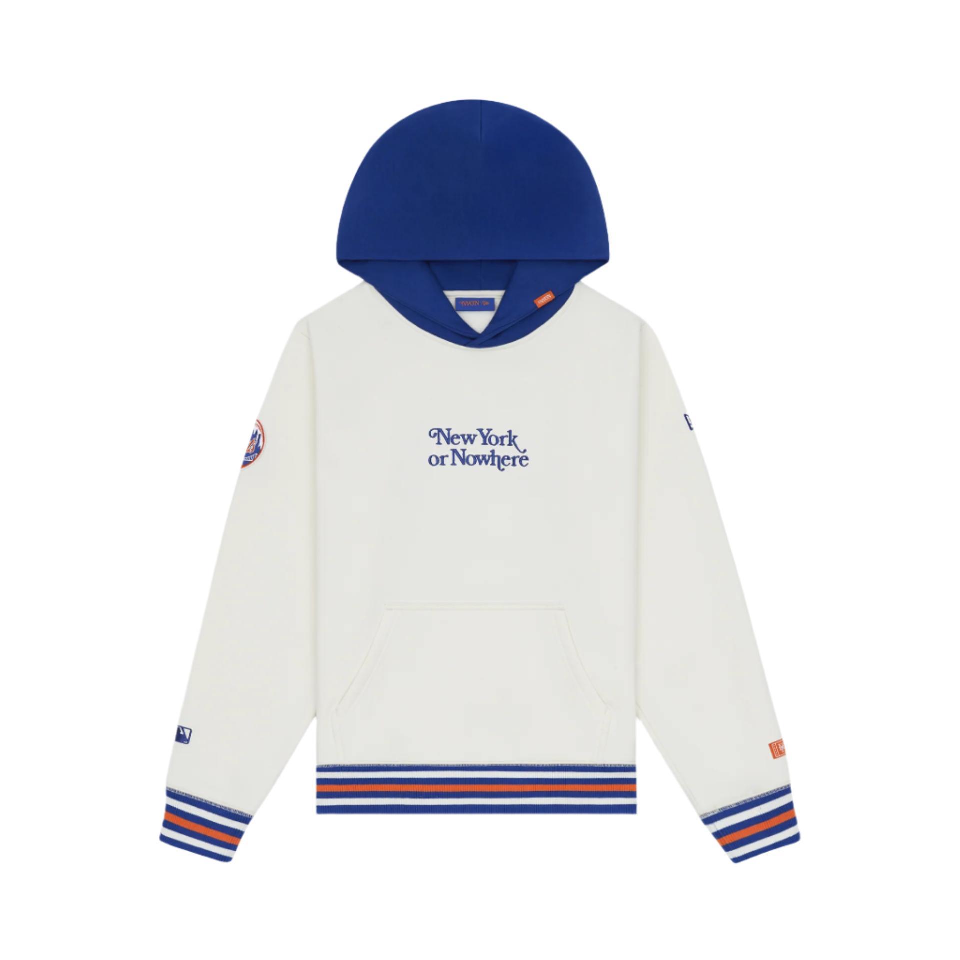 New York or Nowhere x New York Mets Chrome White Motto Hoodie Male Product Image