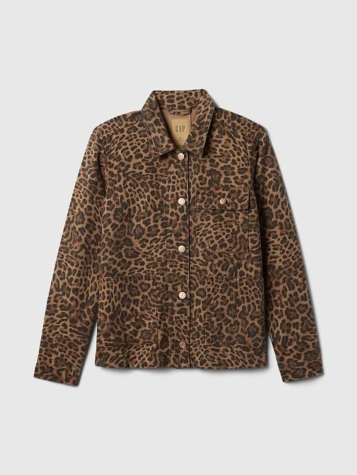 Leopard Denim Chore Jacket Product Image