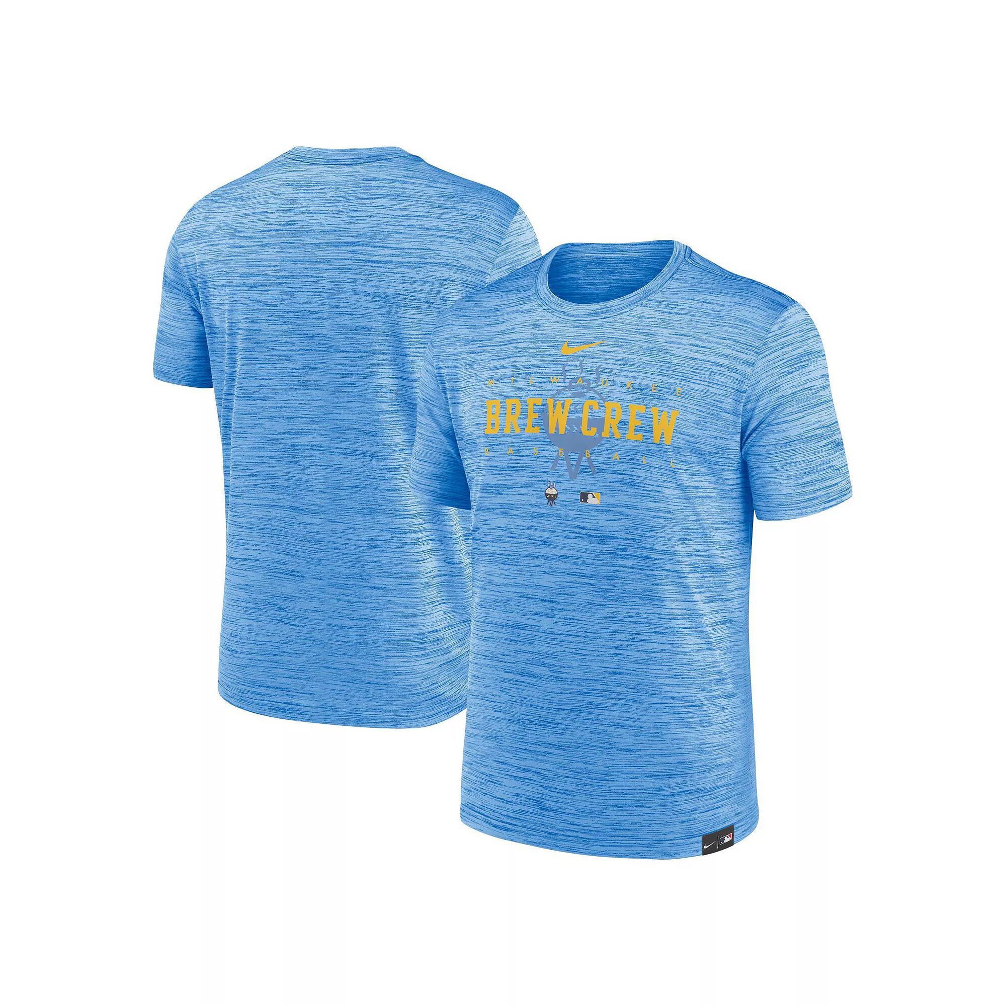 Men's Nike Powder Blue Milwaukee Brewers City Connect Velocity Practice Performance T-Shirt, Size: Small, Light Product Image