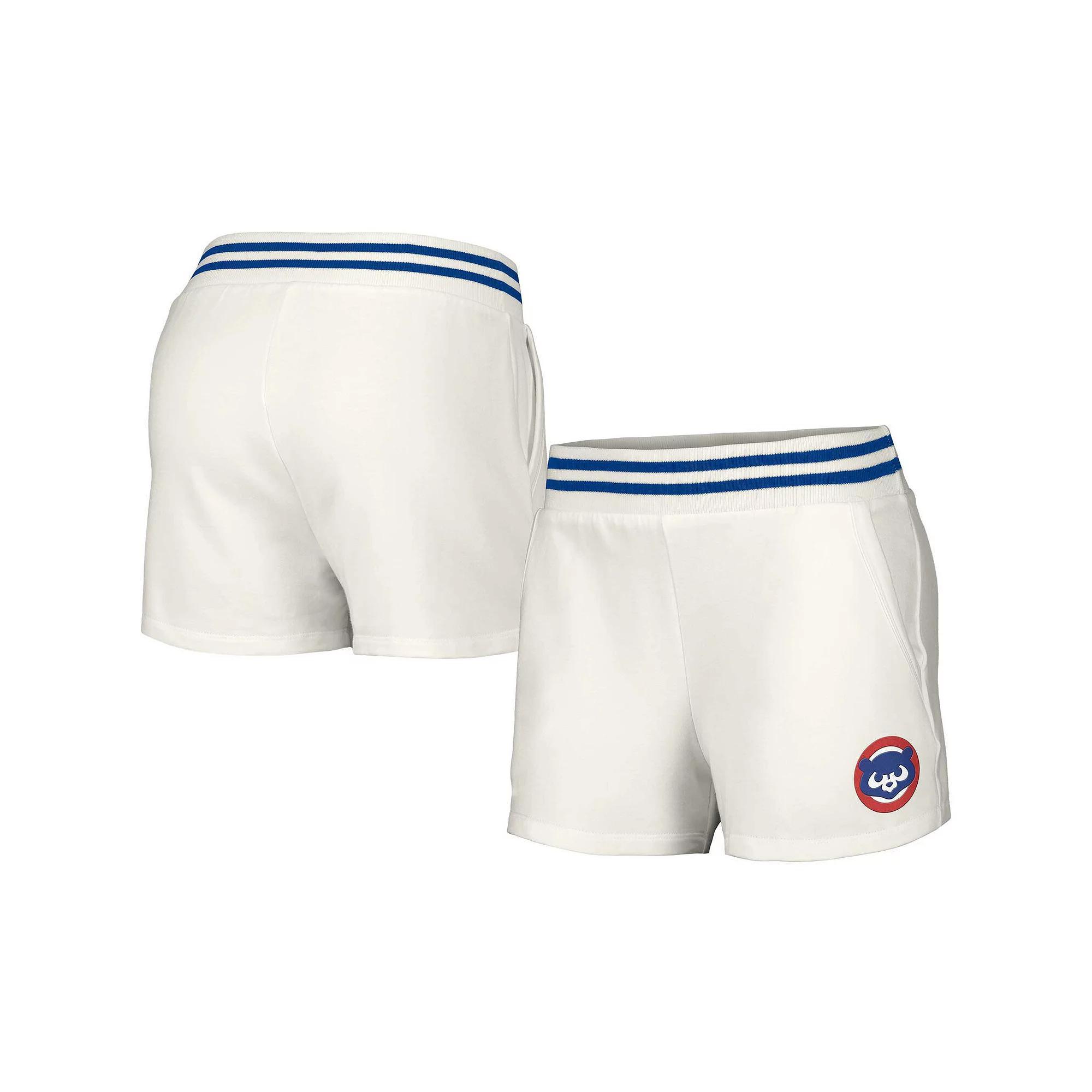Women's Lusso Style  White Chicago Cubs Maeg Tri-Blend Pocket Shorts, Size: XS Product Image