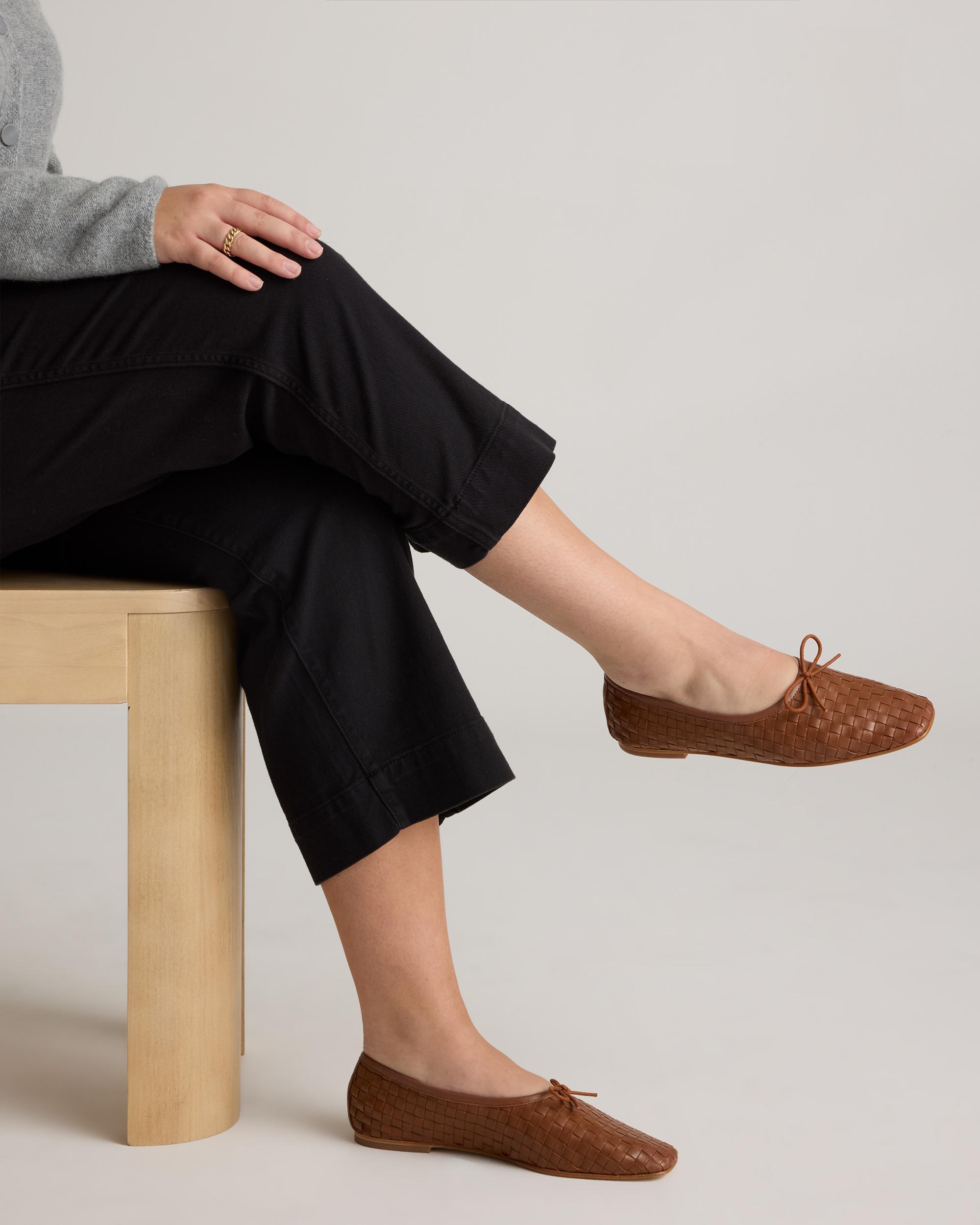 Quince | Women's Italian Leather Handwoven Square Toe Ballet Flat Product Image