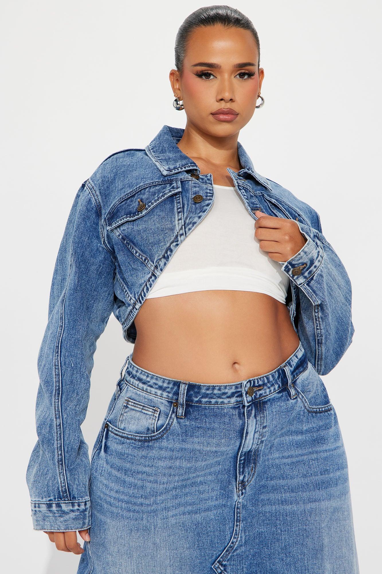 Lone Pine Cropped Bolero Denim Jacket - Medium Wash Product Image