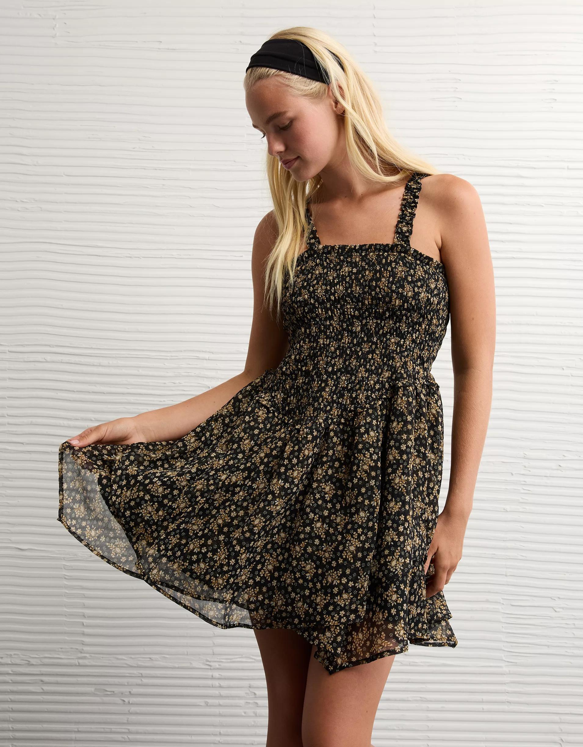 AE Handkerchief Hem Ruffle Floral Mini Dress Product Image