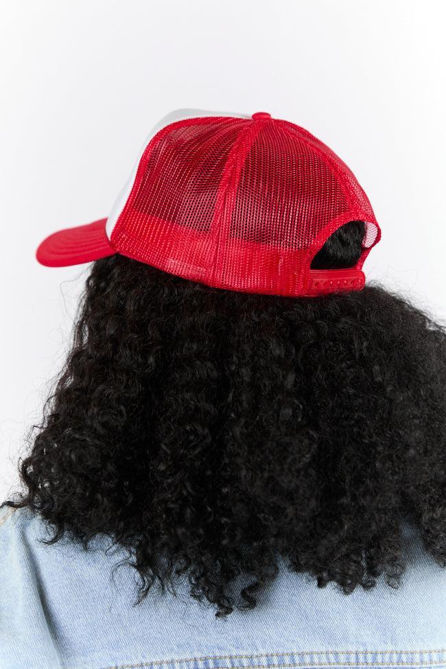 Cupid Must Be A Cowboy Red and White Trucker Hat FINAL SALE Product Image