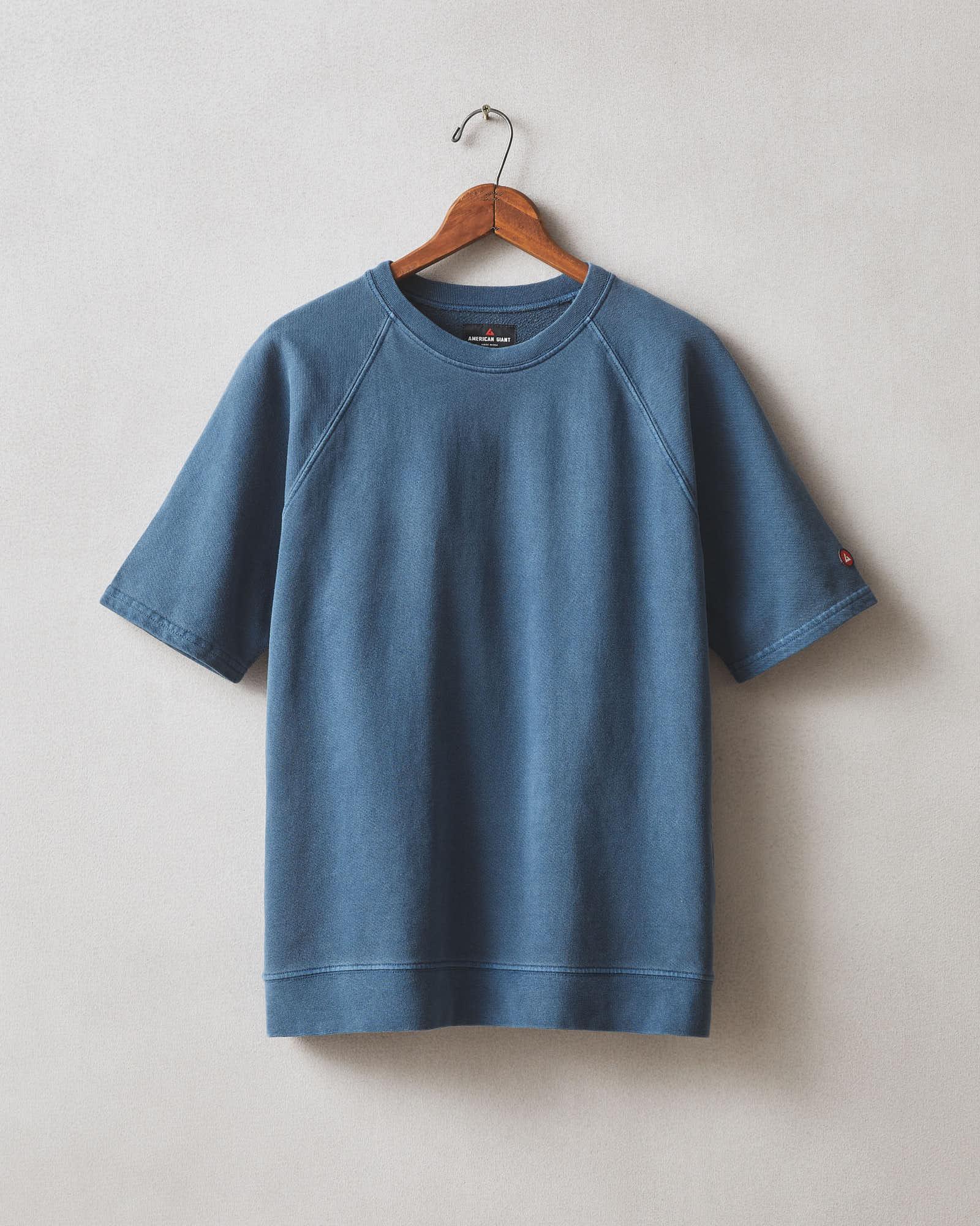 Men's Distressed French Terry Tee - Marine Navy Product Image